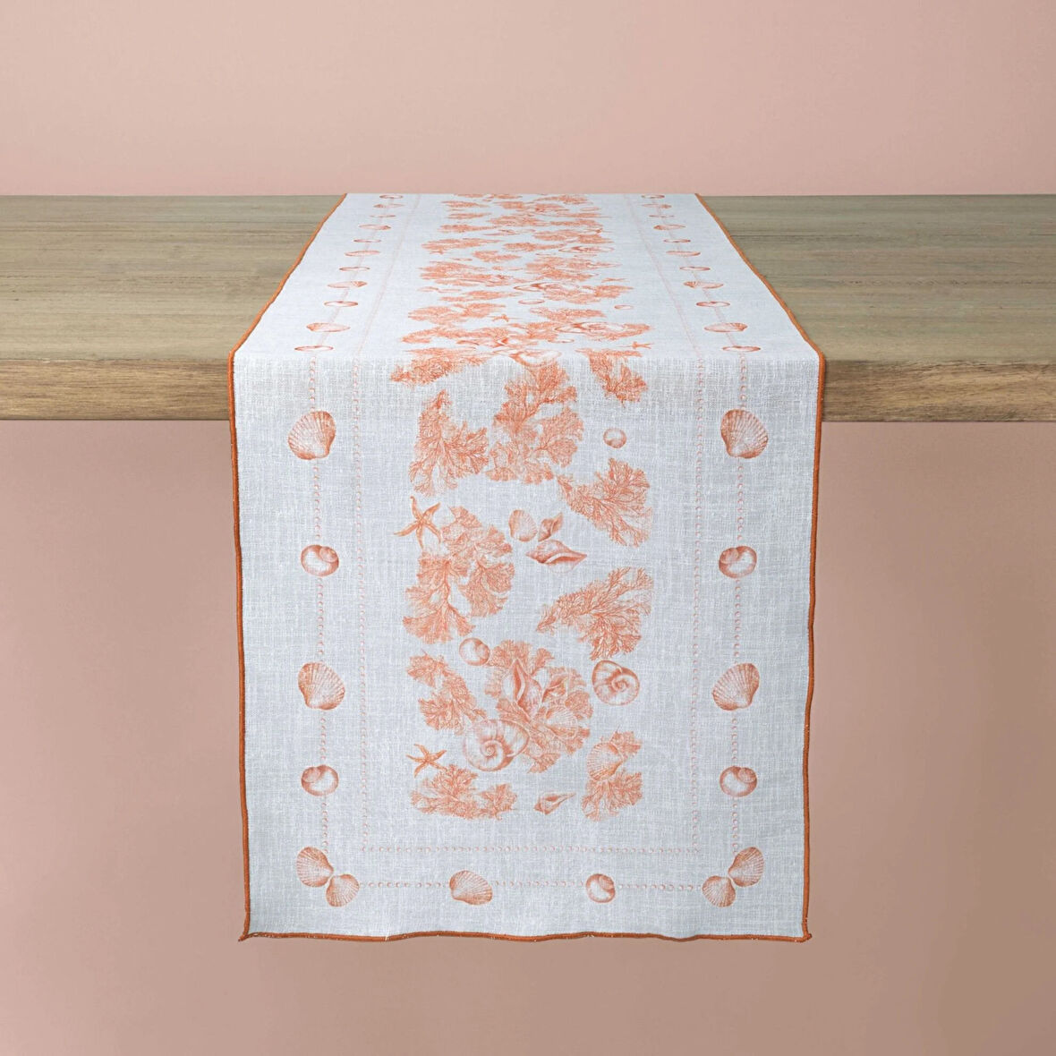 Linens Coral 50x170 cm Runner Gri Kiremit