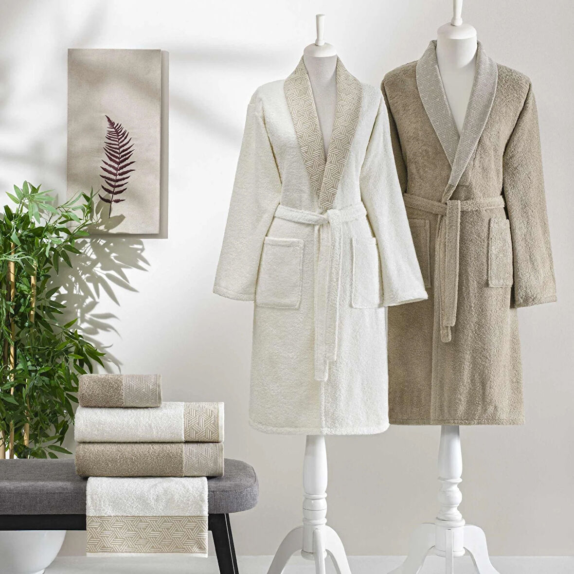 Taç Nora Pure Cotton Pamuk Aile Seti Ekru Camel