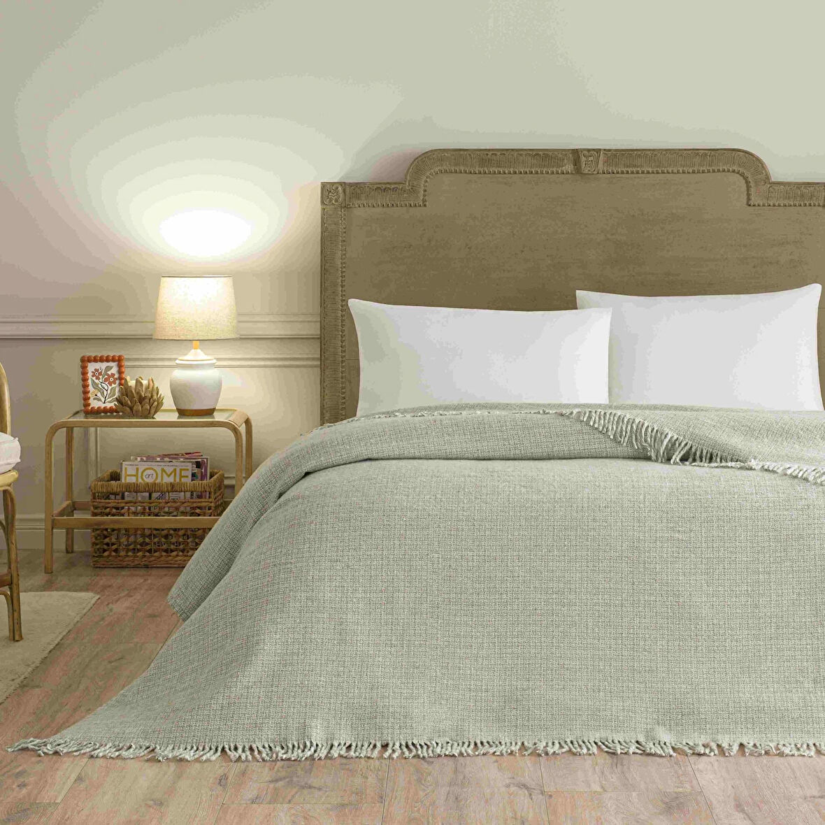 Linens Amorie Tek Kişilik Yeşil Battaniye