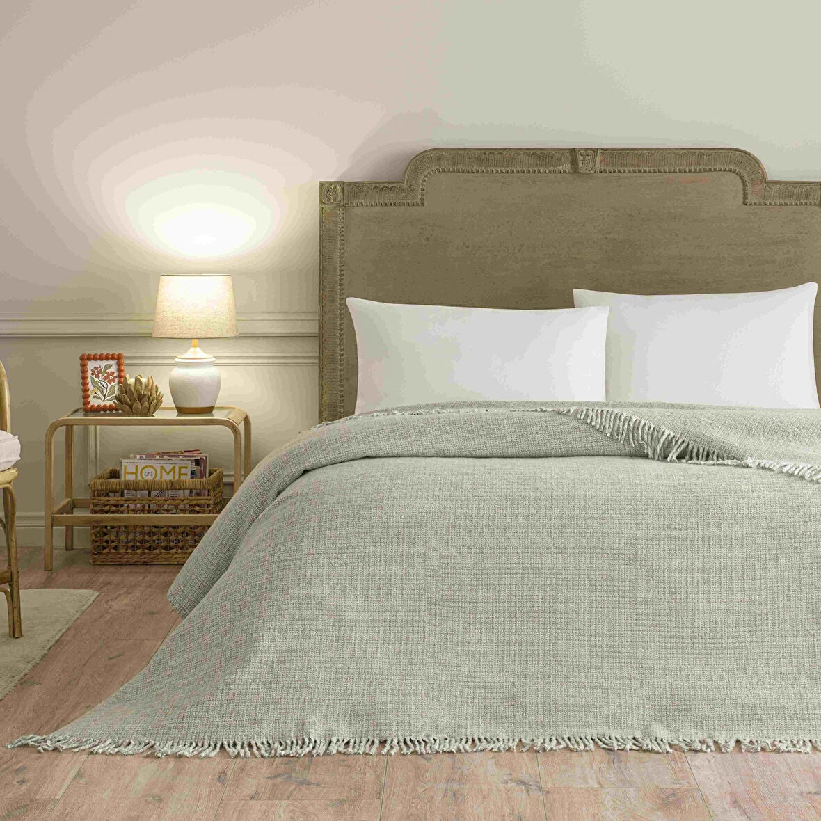 Linens Amorie Çift Kişilik Yeşil Battaniye