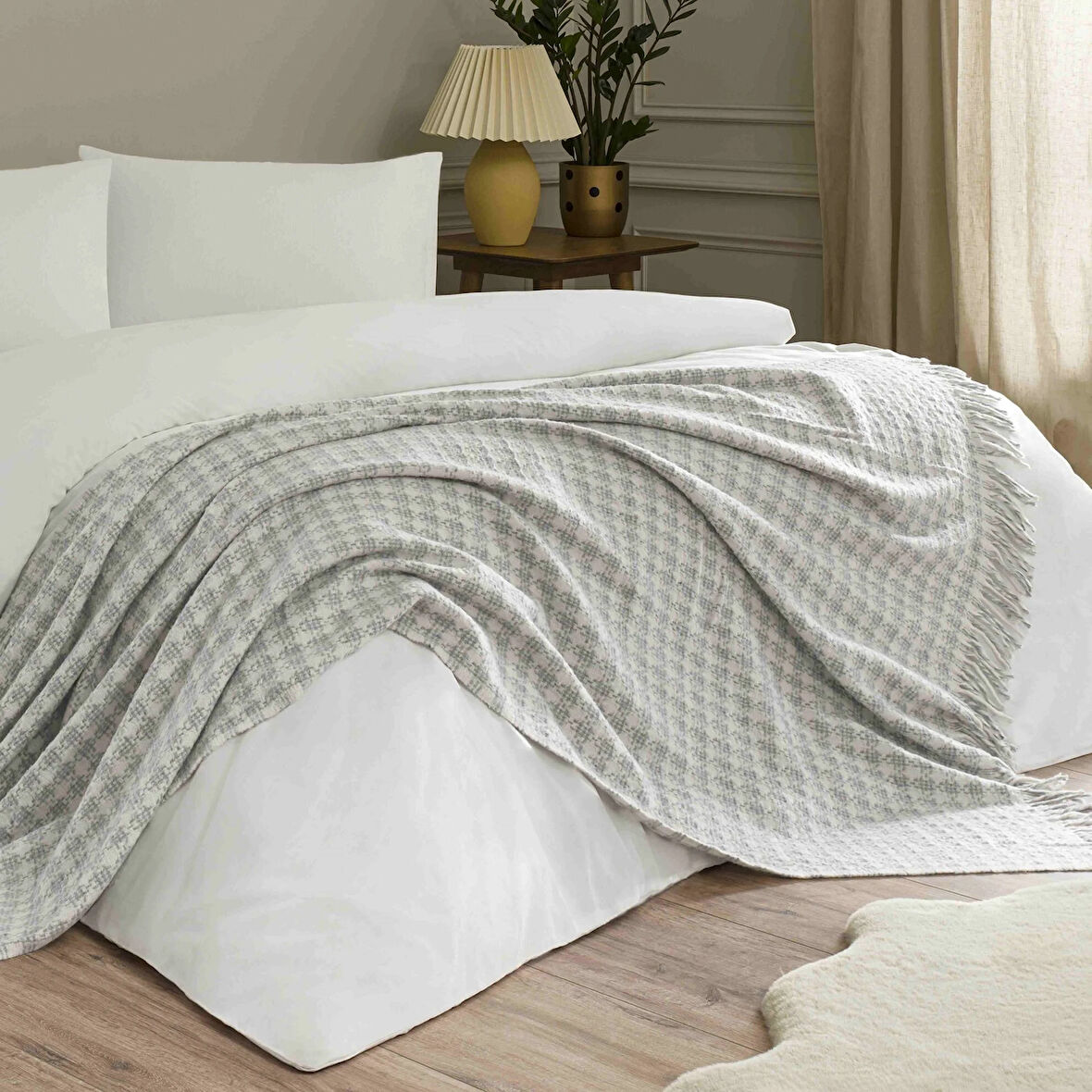 Linens Plumea Throw / Tv Battaniyesi Gri Tek Kişilik