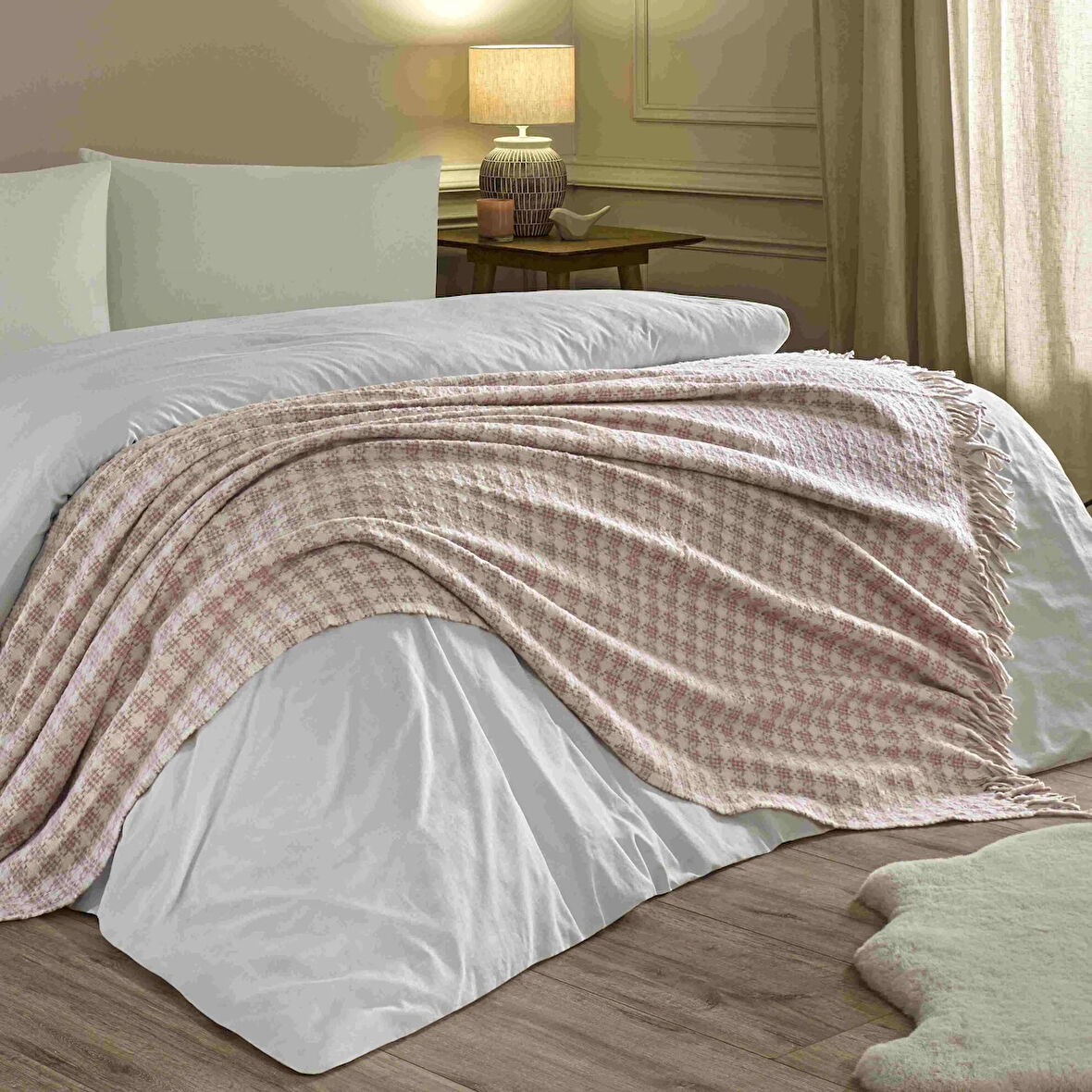 Linens Plumea Throw / Tv Battaniyesi Gül Kurusu Tek Kişilik