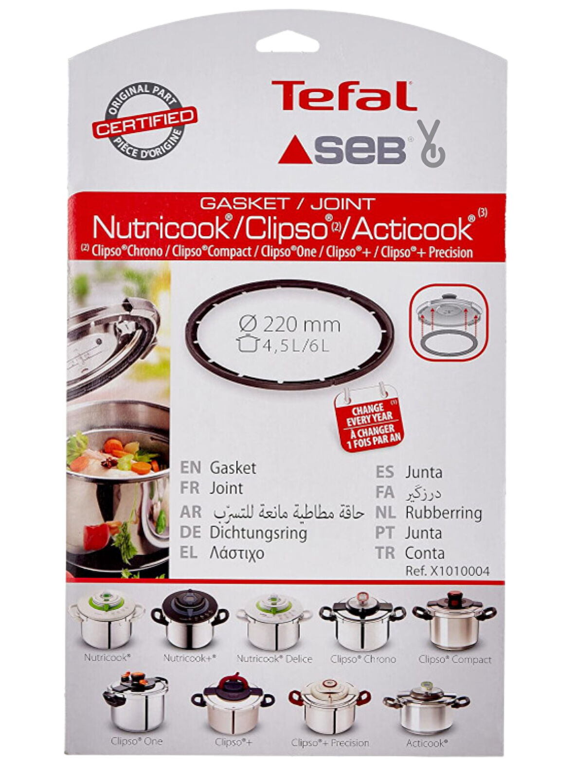 Tefal Nutricook-Acticook-Clipso Düdüklü Tencere 4,5-6 Lt. Lastik X1010004