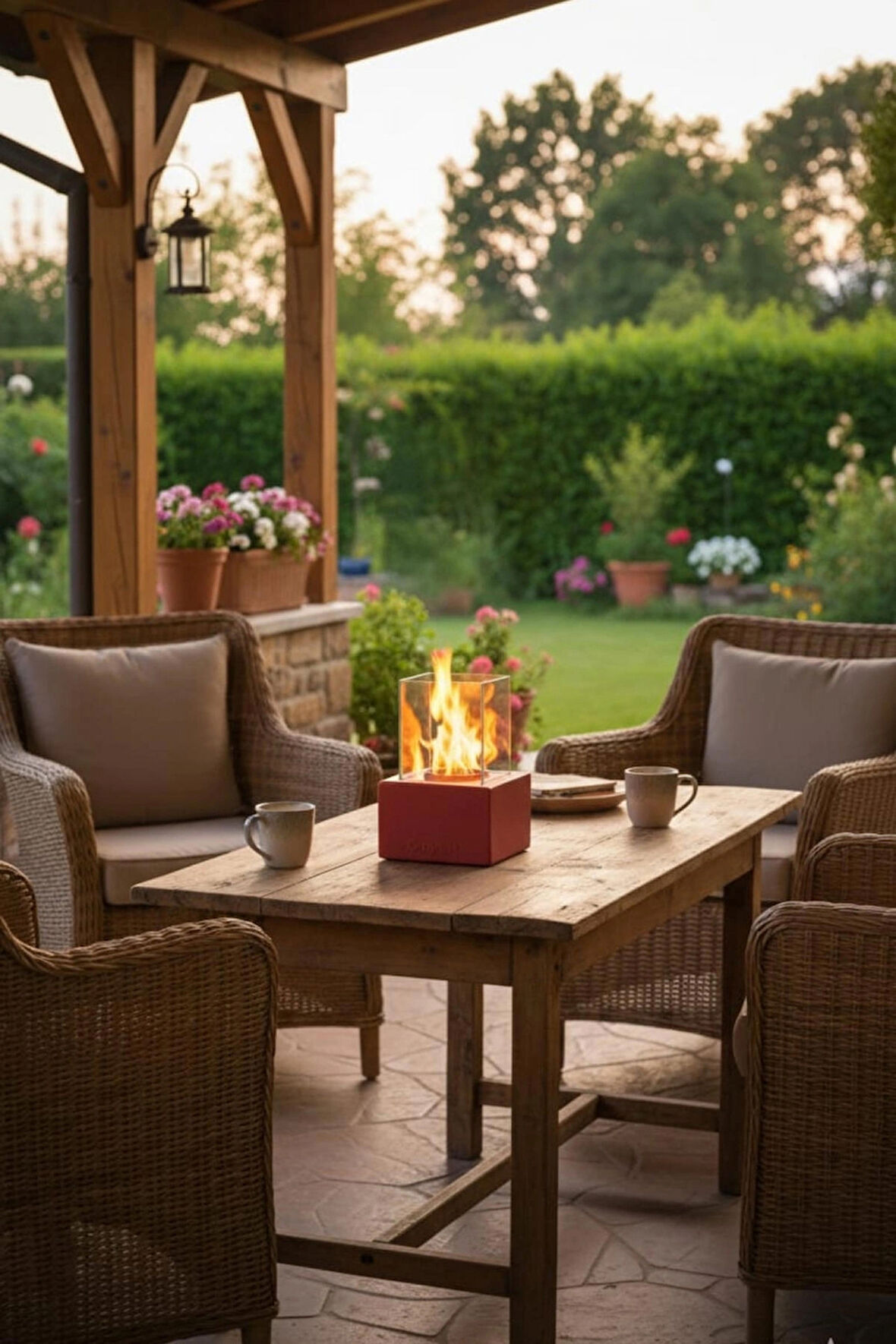 CopArt Muko Kırmızı Biyoetanol Masaüstü Şömine - 1 Lt CopArt Yakıt Hediye