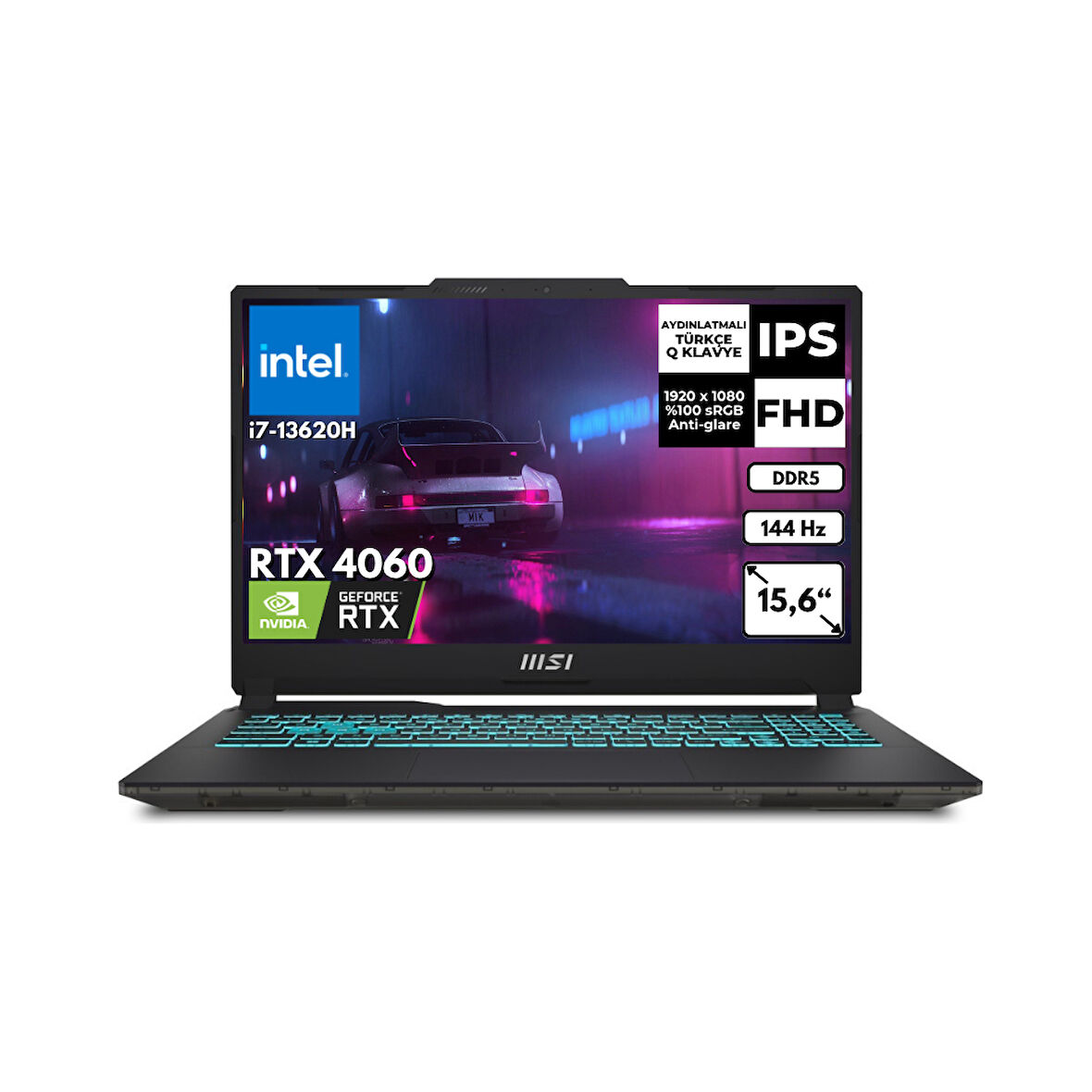 MSI Cyborg 15 i7-13620H 16 GB 512 GB SSD 8GB RTX4060 15.6" 144Hz FHD FreeDos Gaming Laptop A13VF-892XTRAT2