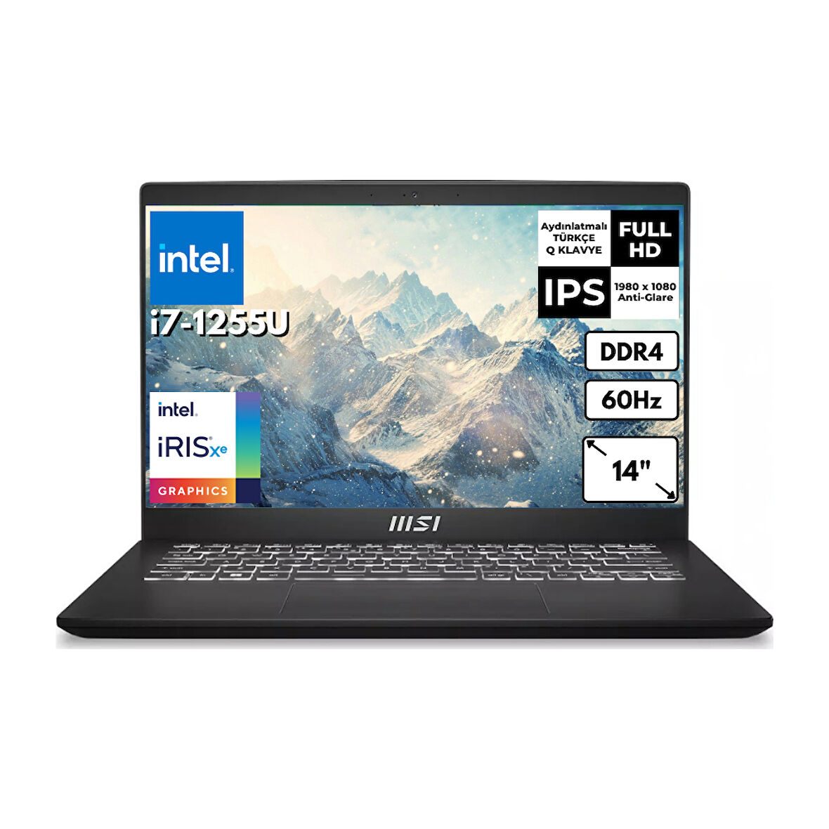MSI Modern 14 C12MO-1039XTR i7-1255U 16 GB 1 TBSSD  Iris Xe Graphics 14" FHD Windows 11 Home Notebook C12MO-1039XTRAT8