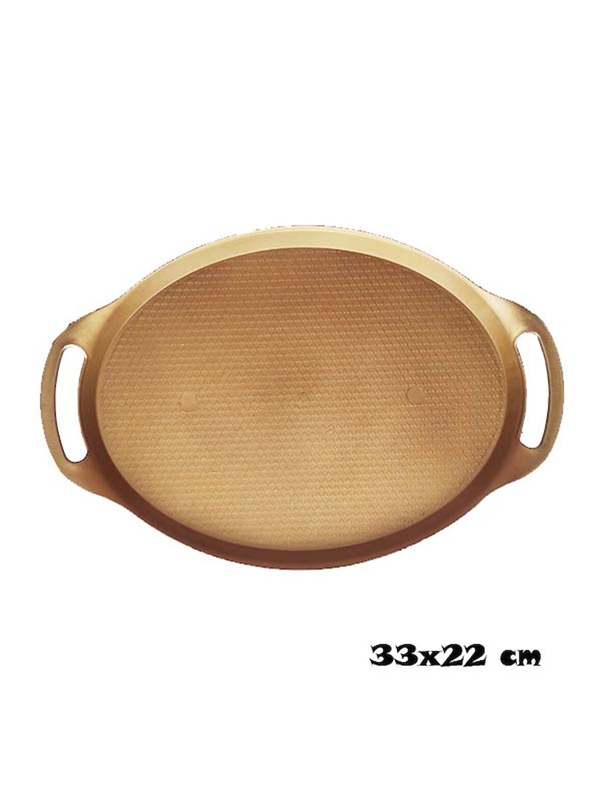 Plastik Oval Küçük Sunum Tepsisi  33 x 22 Cm Gold