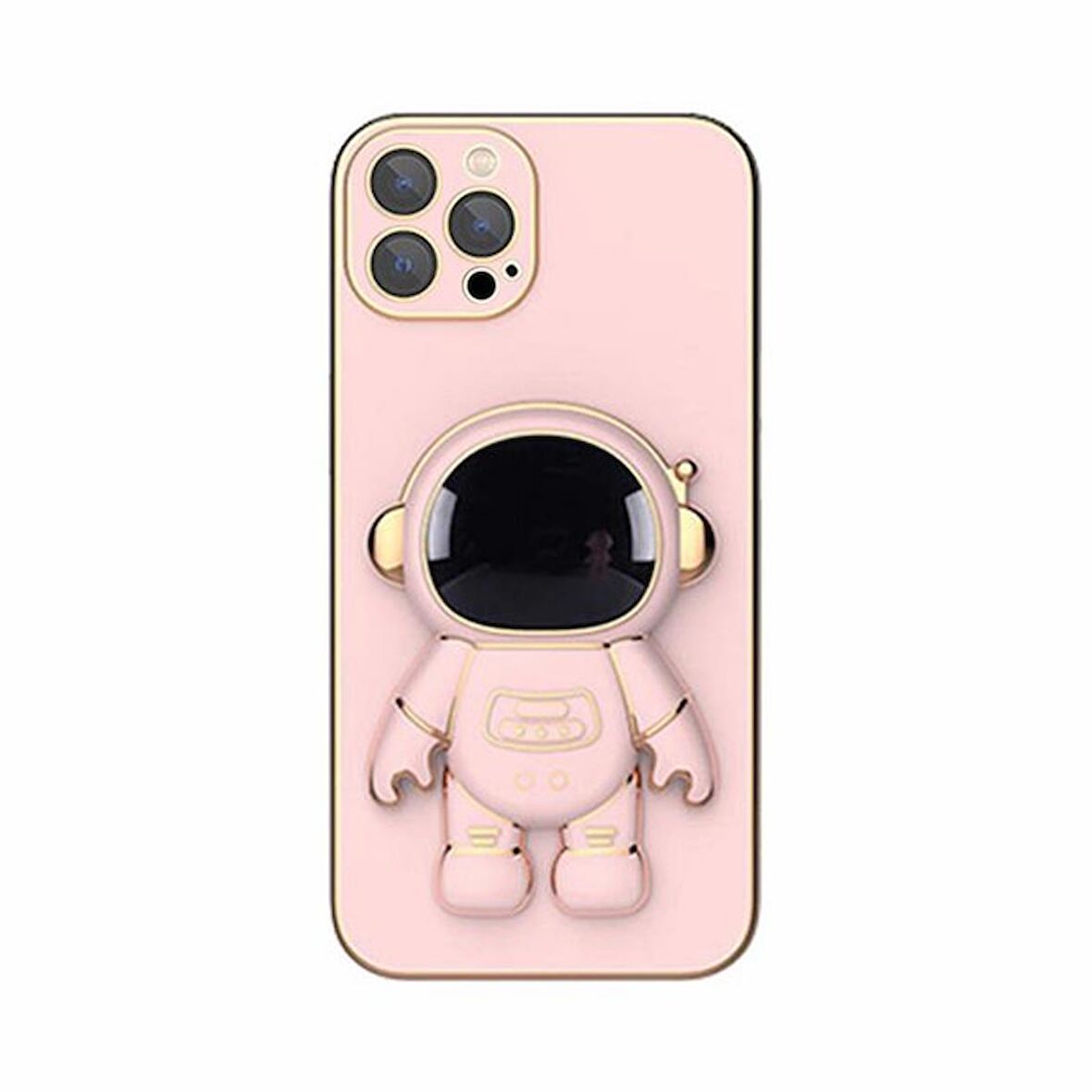 Gpack Apple iPhone 14 Pro Kılıf Kamera Korumalı Astronot Desenli Standlı Silikon