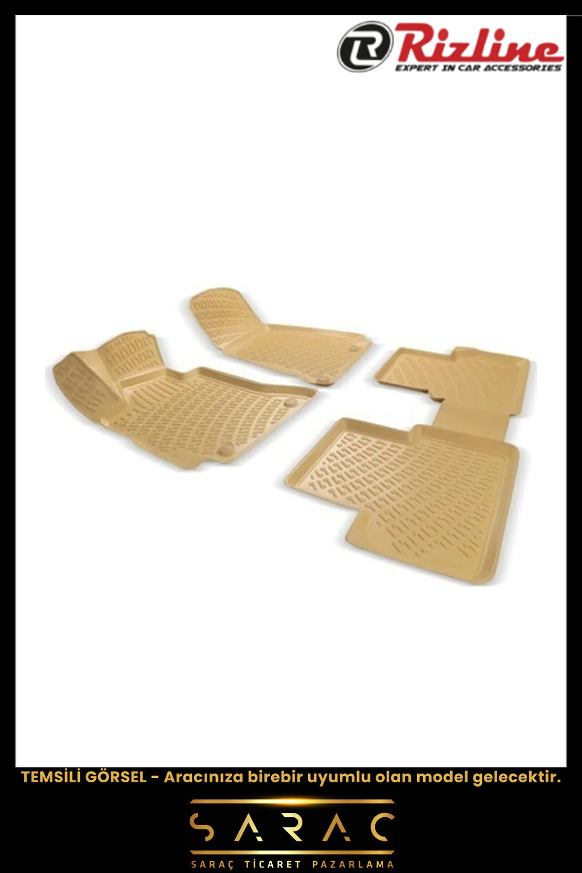 Rizline Seat İbiza 2010 Model BEJ 3D Havuzlu Paspas