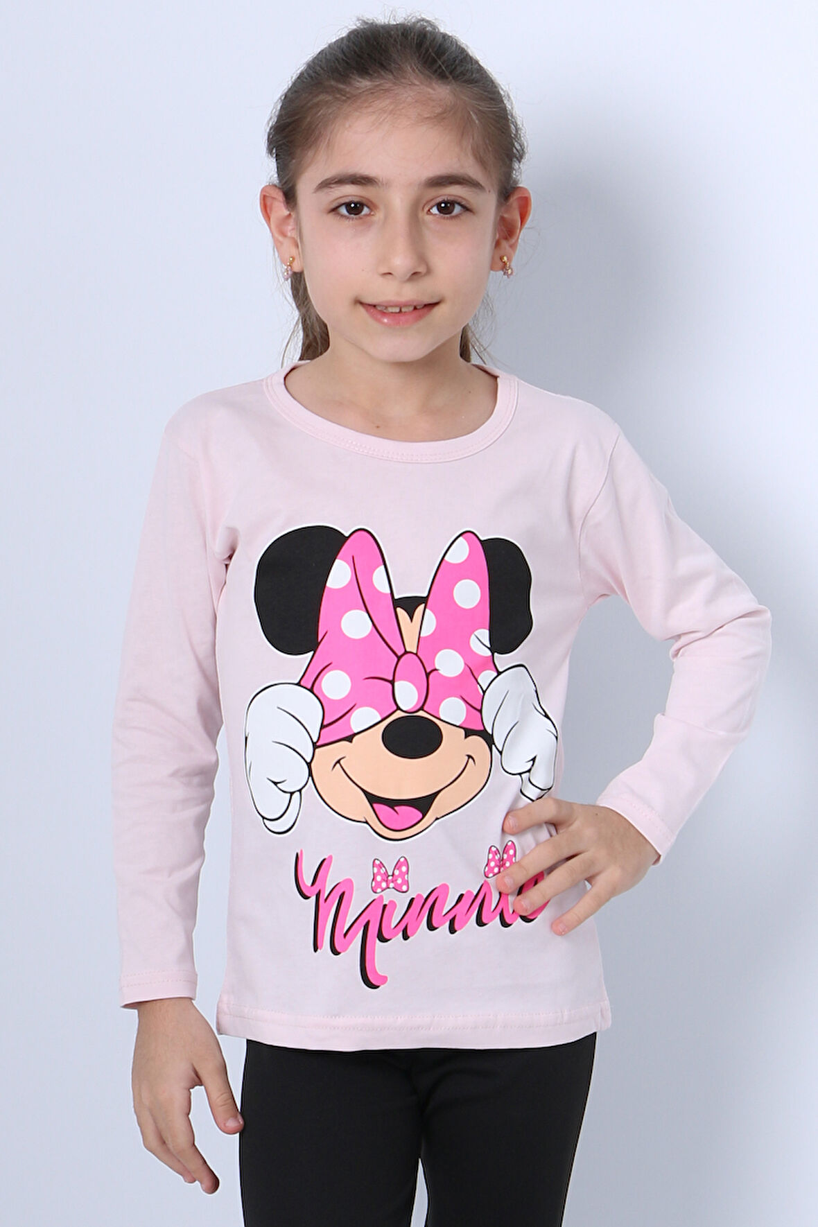 KIZ ÇOCUK UZUN KOLLU TSHİRT 4 MEVSİM BASKILI BİSİKLET YAKA C43