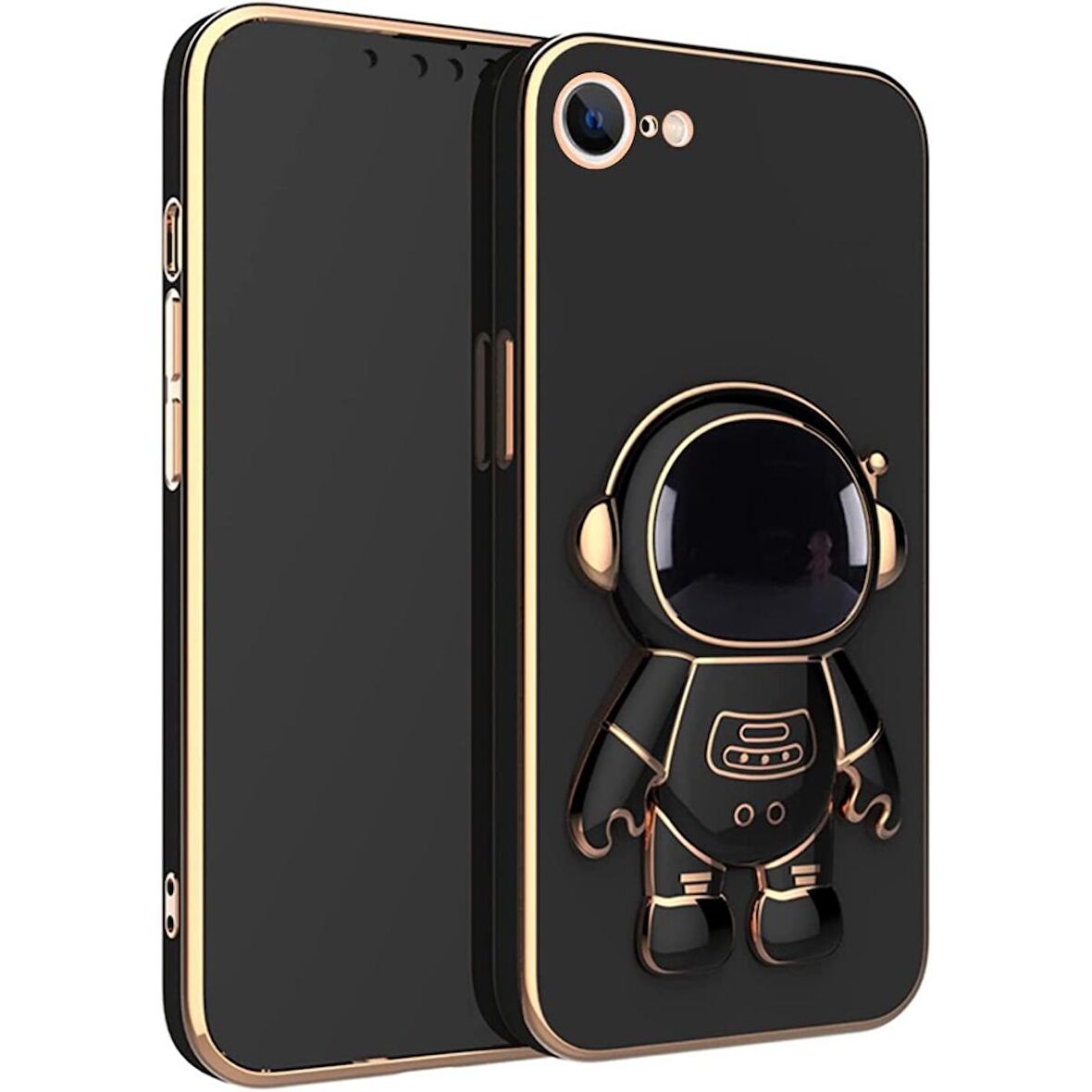 Gpack Apple iPhone 7 Kılıf Kamera Korumalı Astronot Desenli Standlı Silikon