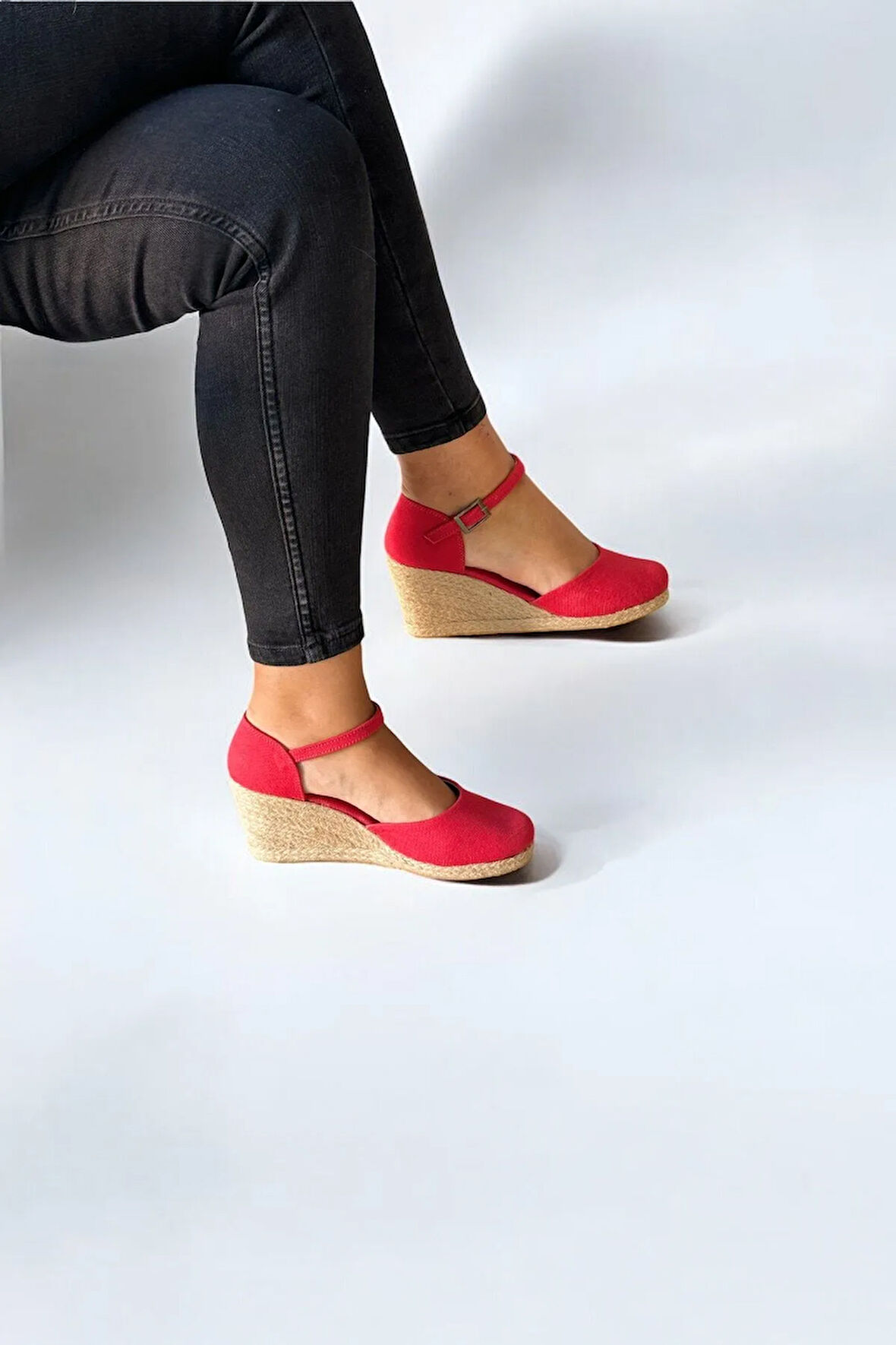 Kadın Keten Espadril Sandalet – Düz Form, Yazlık Dolgu Topuk