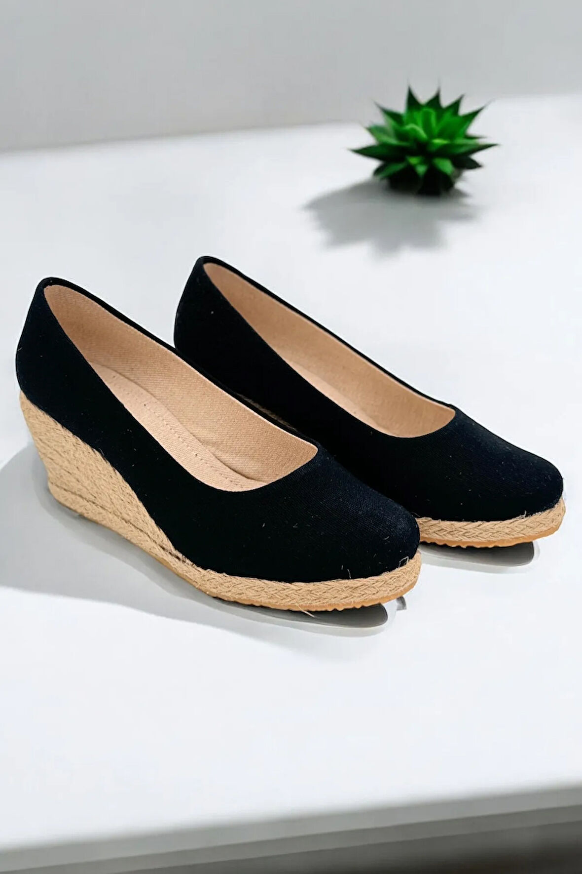 Kadın Keten Espadril – Dolgu Topuklu, Şık Yazlık Model