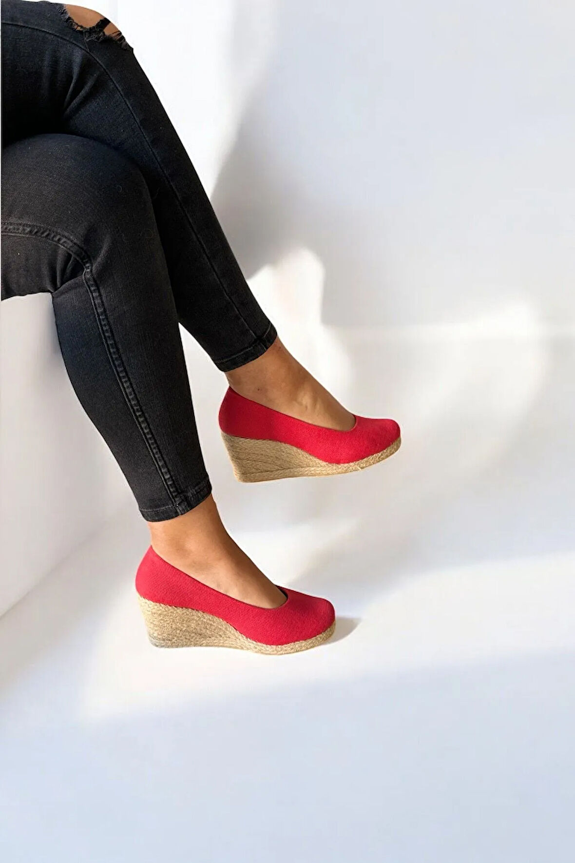 Kadın Keten Espadril – Dolgu Topuklu, Şık Yazlık Model