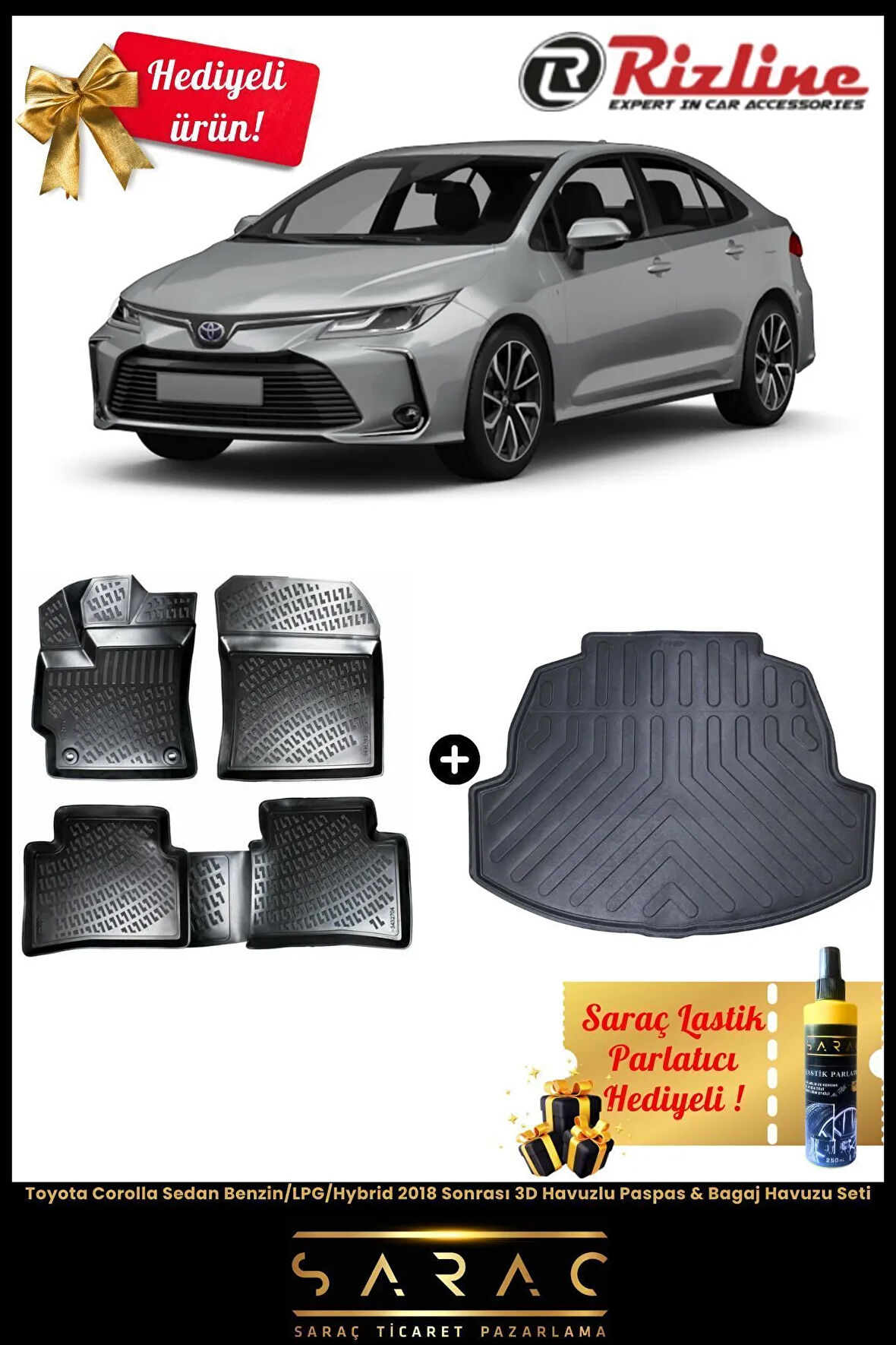Toyota Corolla Sedan Benzin/lpg/hybrd 2018 Sonrası 3d Havuz Paspas&bagaj Havuz Set Hediyeli!