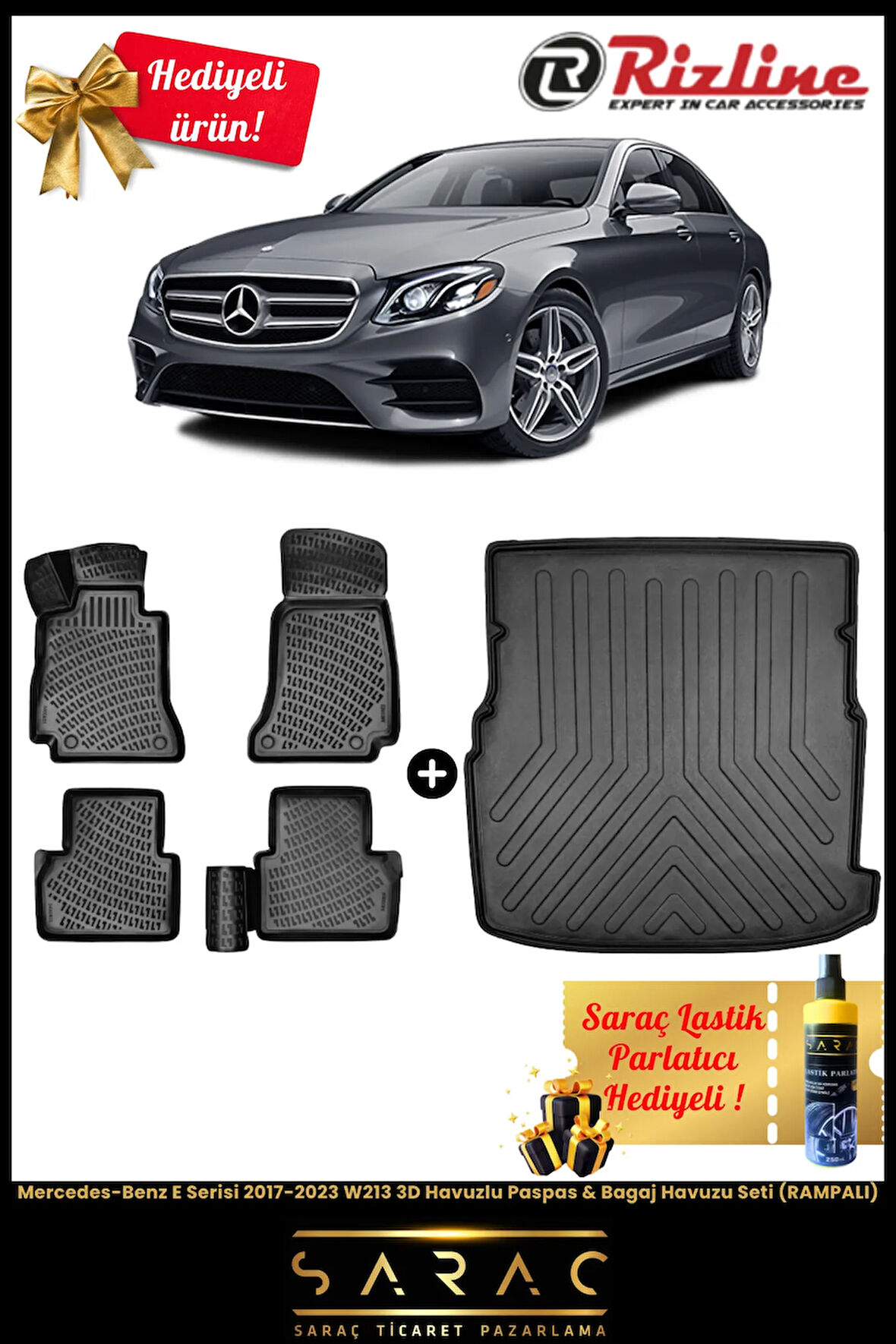 Mercedes-Benz E Serisi 2017-2023 W213 3D Havuzlu Paspas & Bagaj Havuzu Seti (RAMPALI)+HEDİYELİ!