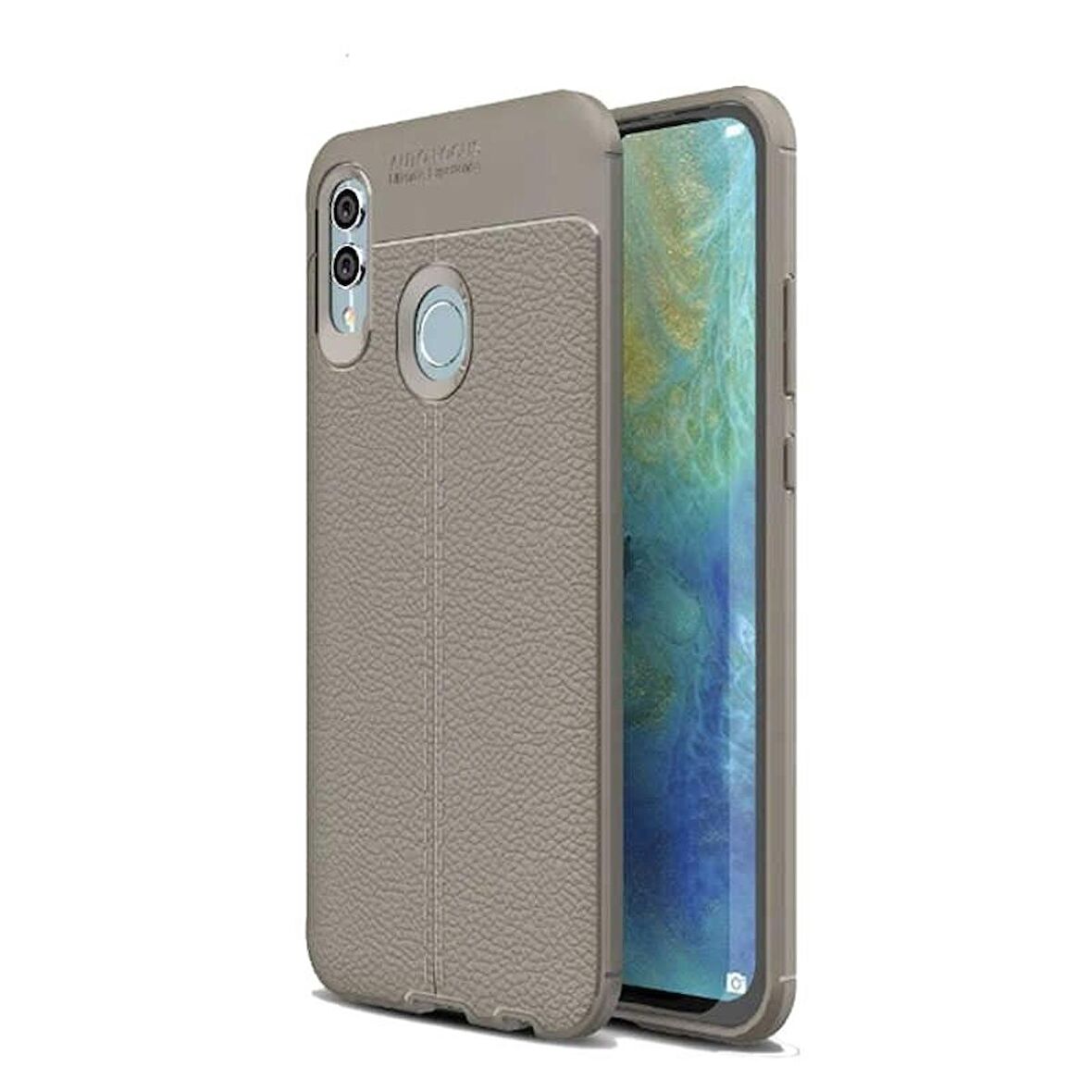 Smcase Samsung Galaxy M10s Kılıf Deri Dokulu Silikon  Nano Ekran Koruyucu
