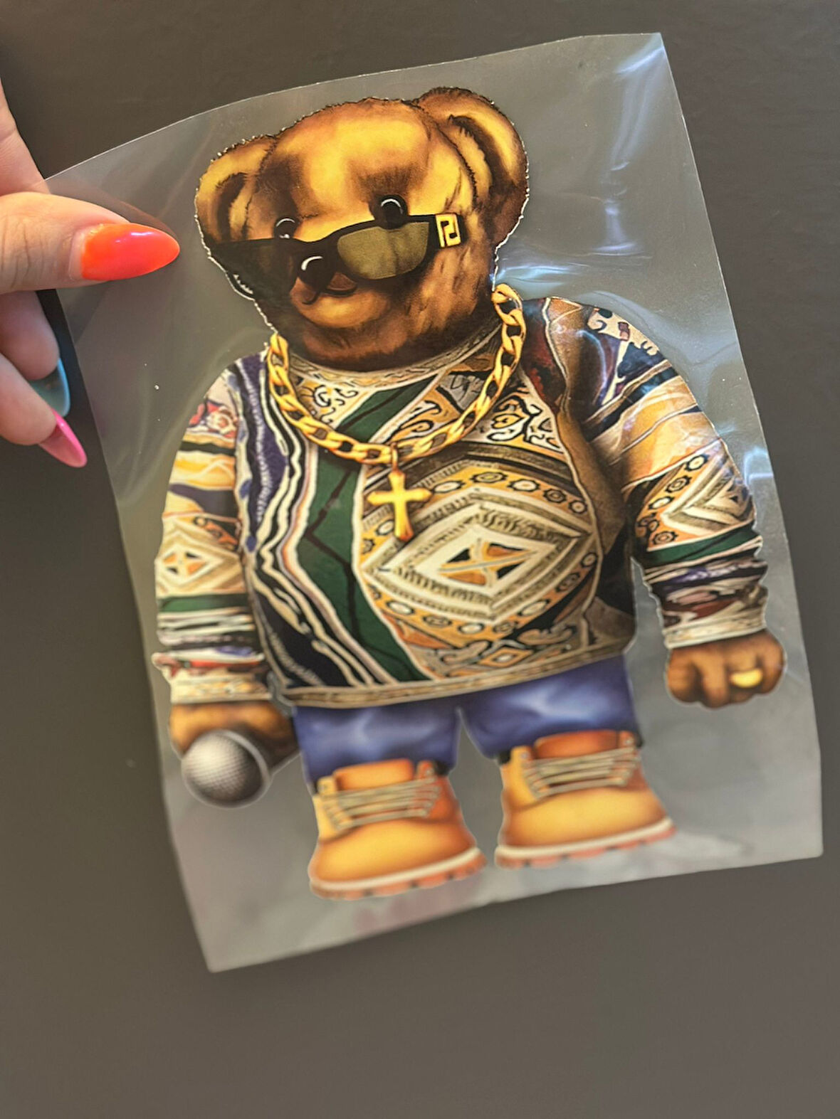 ÜTÜ İLE YAPIŞAN ENTEL AYI TRANSFER BASKI ARMAZ 20X15 CM