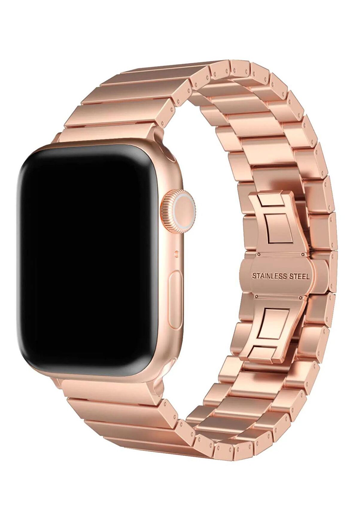 Megafox Apple Watch Seri 2/3/4/5/6/7/8/Se/Ultra Metal Paslanmaz Klipsli Kordon 42-44-45-49Mm Uyumlu 