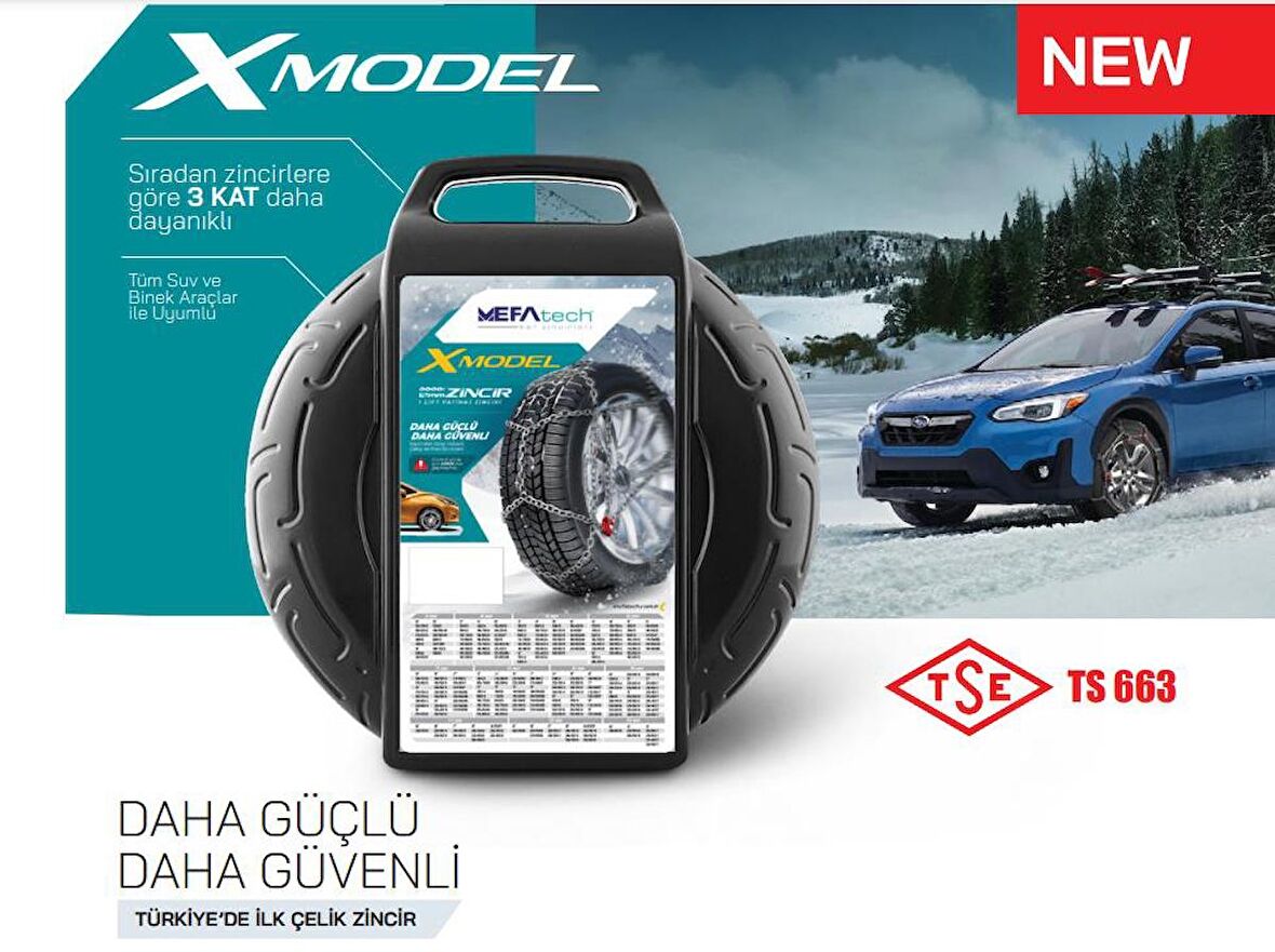 155x12 Ebatlarına Uyumlu Takmatik X Tipi Kar Patinaj Zinciri
