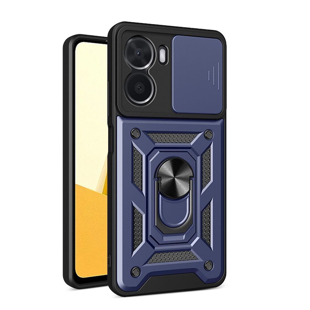 Gpack Vivo Y16 Kılıf Sert Silikon Tank Aramid Sürgülü Vega Yüzüklü