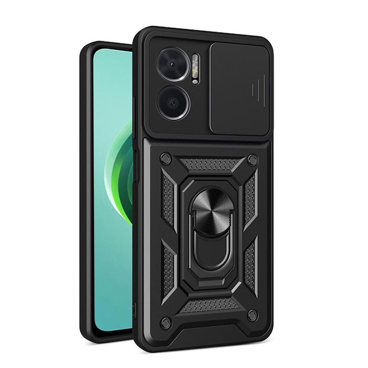 Gpack Xiaomi Redmi Note 11E Kılıf Sert Silikon Tank Aramid Sürgülü Vega Yüzüklü