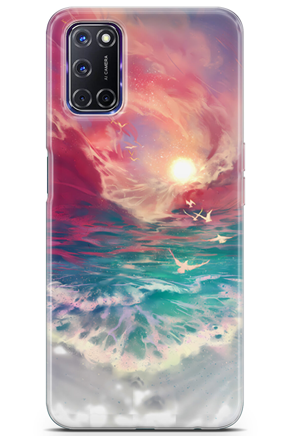 Oppo A72 uyumlu Girls 30 Koruma Kılıfı Gün Batımı Turkuaz