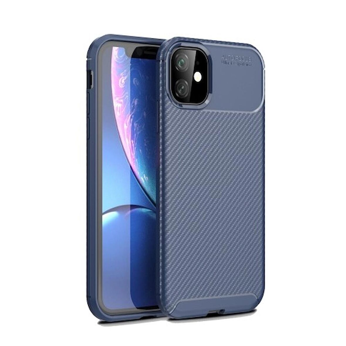Smcase iPhone 12 Kılıf Negro Karbon Silikon  Tam Kapatan Cam