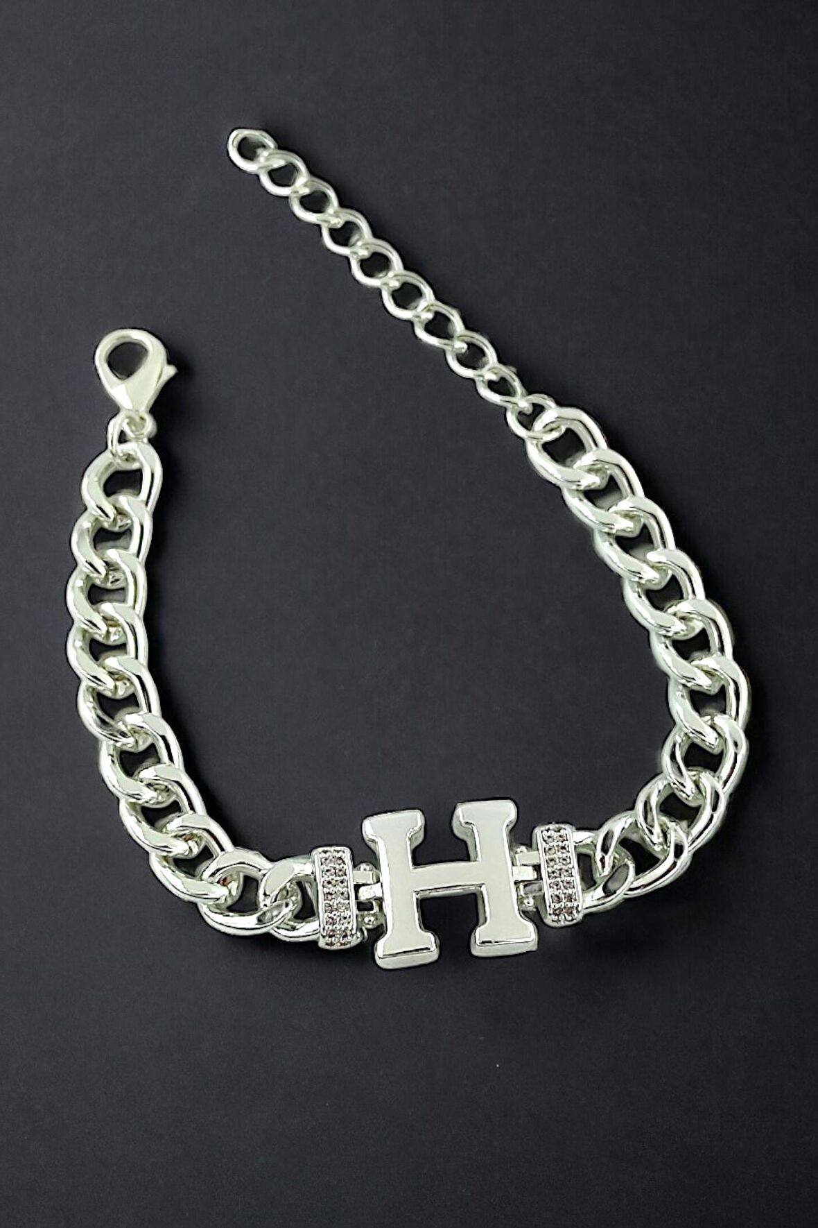 Premium H Harf Bileklik Zirkon Taş