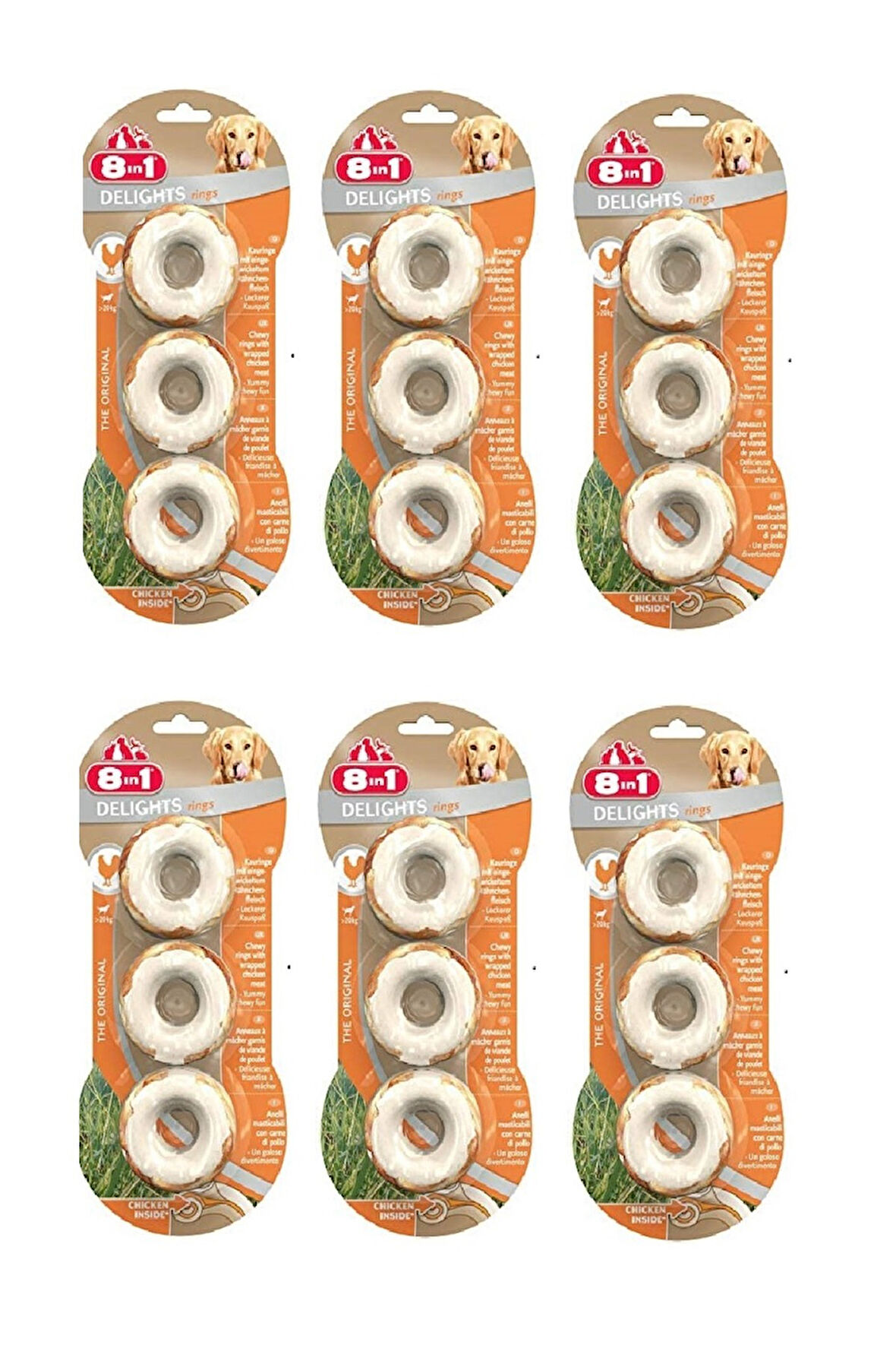 8in1 Delight Bones 3'lü Rings Tavuklu Köpek Ödülü x 6 Adet
