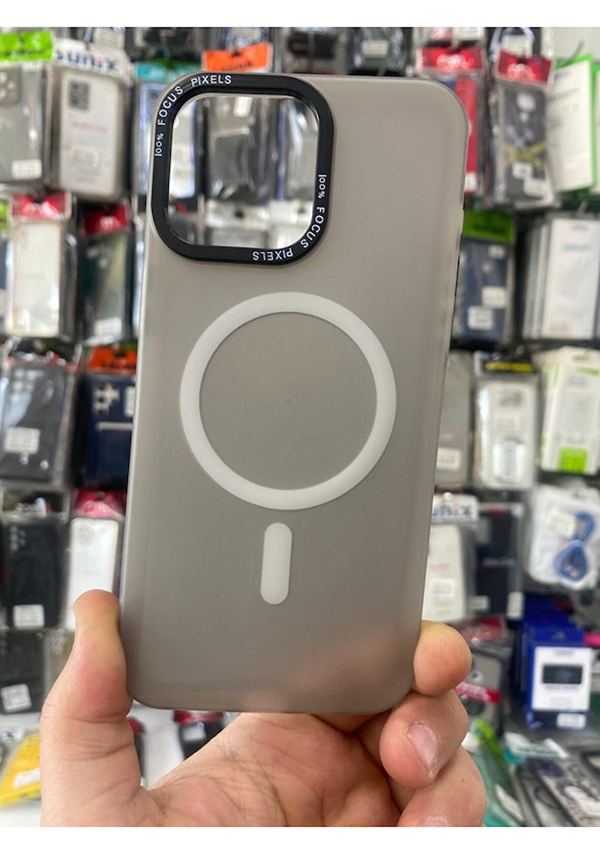 İPHONE 15 PRO MAX UYUMLU MAT KILIF MAGNETİC GRİ