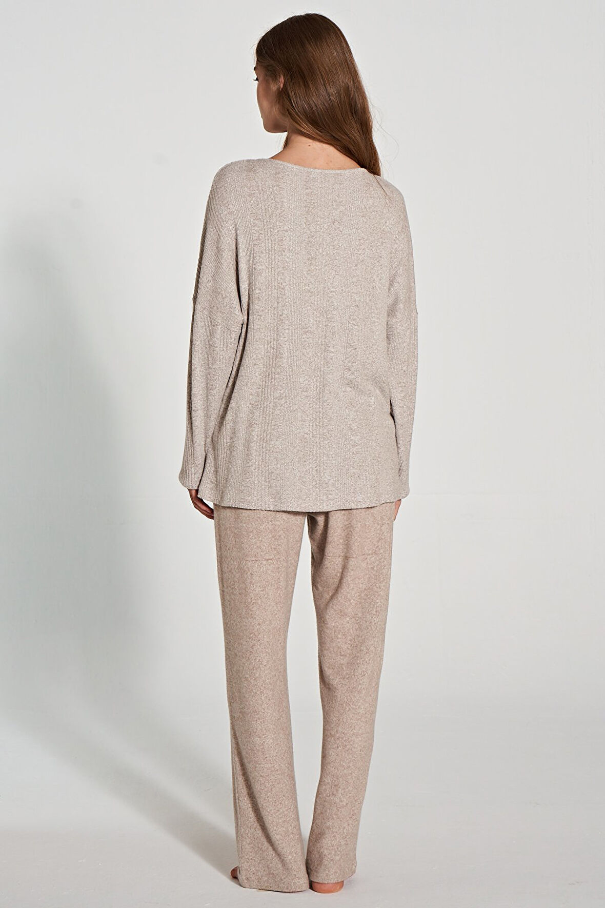 Kadın Uzun Kollu Düğme Detaylı Pijama Takımı