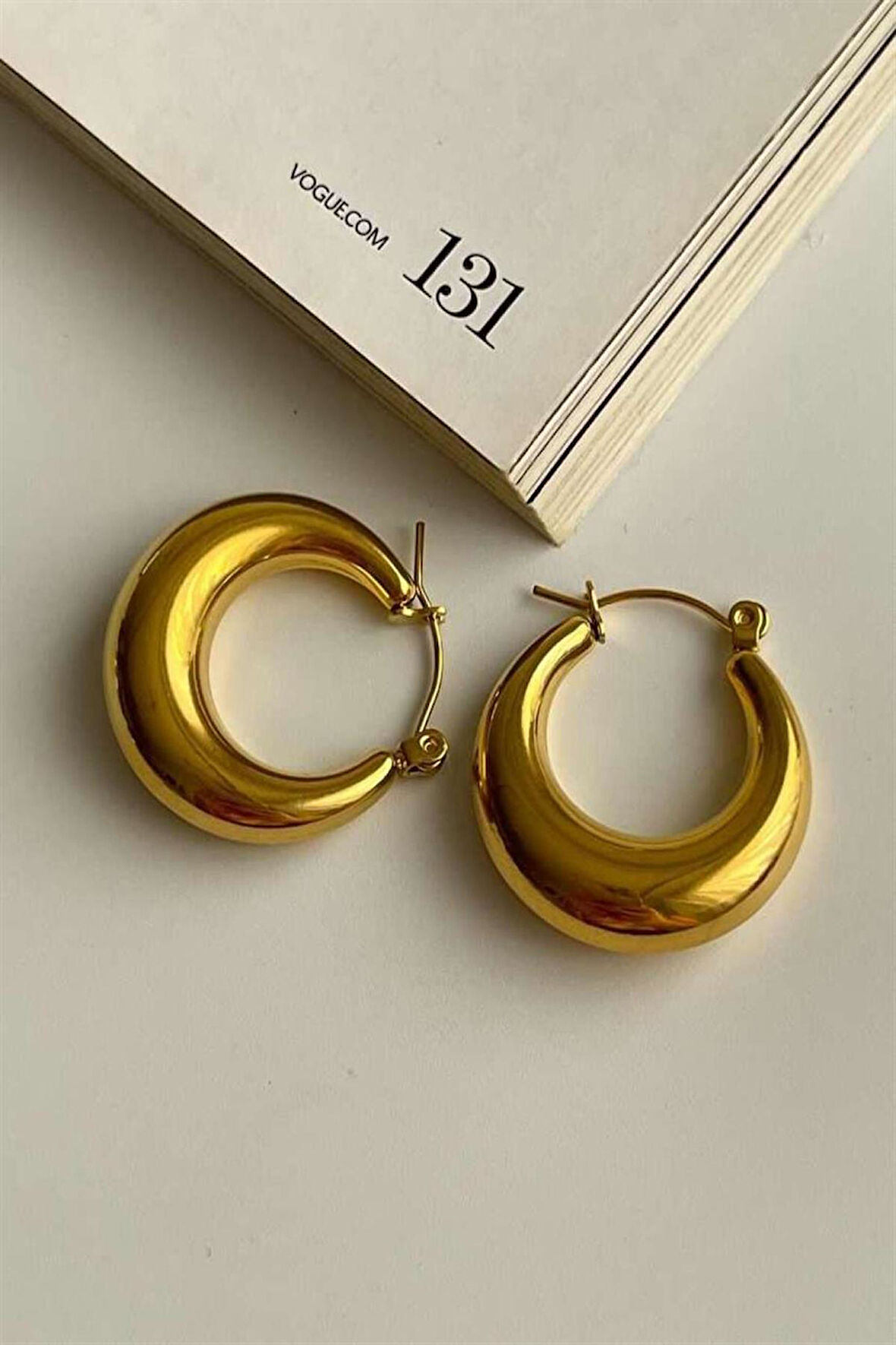 Gold Steel Küpe (2.5 Cm)