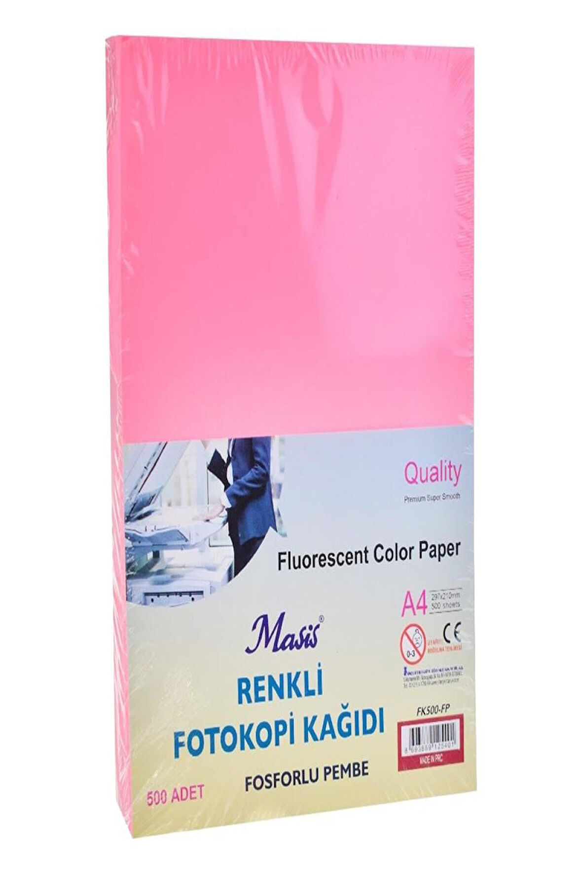 Renkli Fotokopi Kagidi  Fosforlu Pembe Fk500 Fp