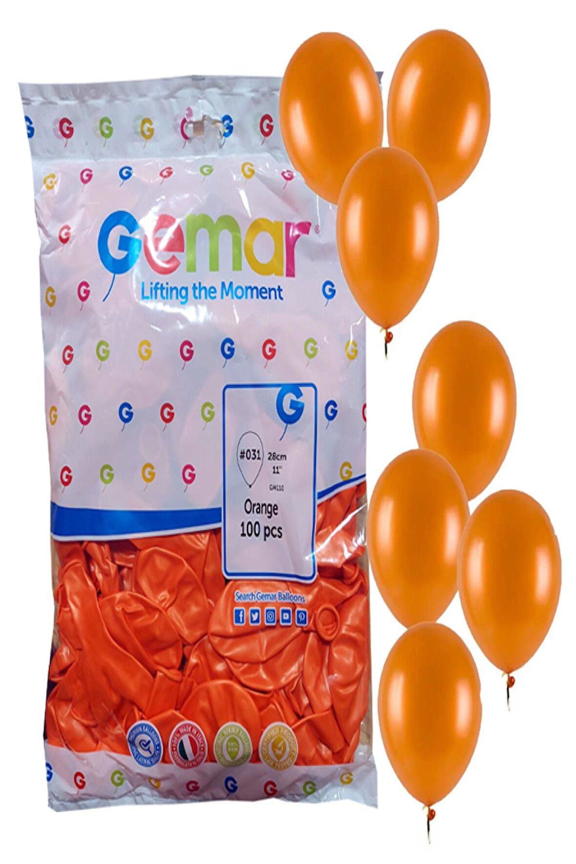 Erbay Gemar Gm110 Metalik Balon İthal 100Lü_ Turuncu 31