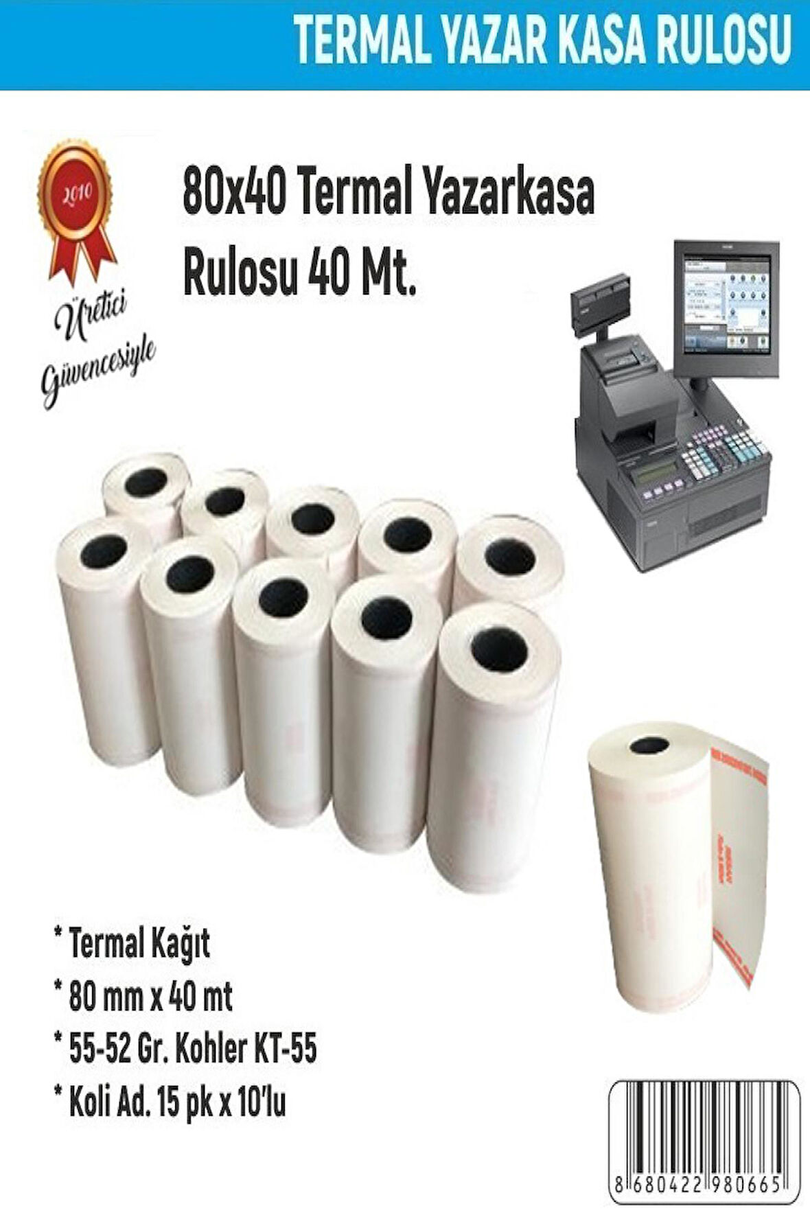 Resan 80*40 Termal Yazarkasa Rulosu 10Lu Paket