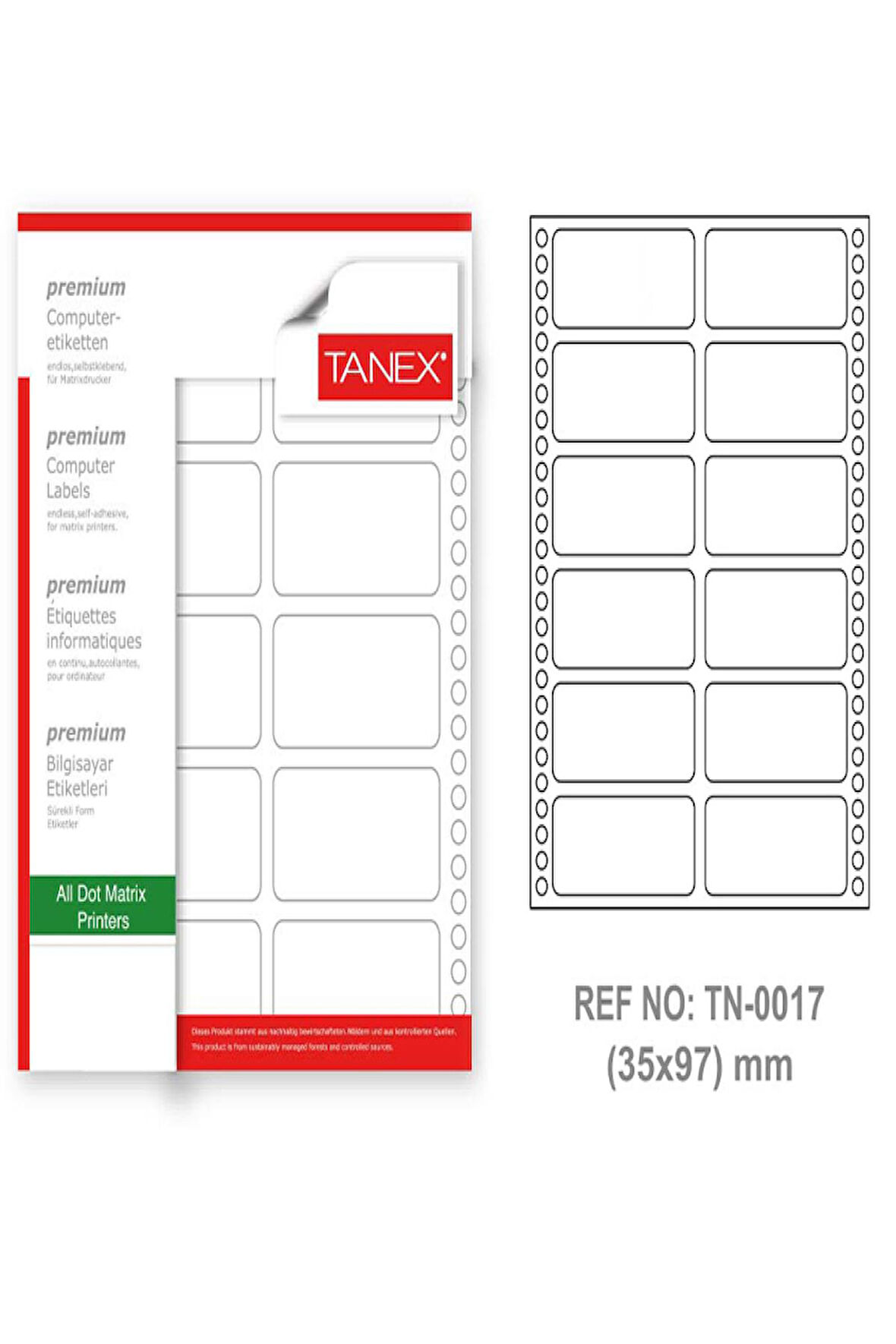 Tanex Bilgisayar Etiketi 35*97 Mm Tn 0017