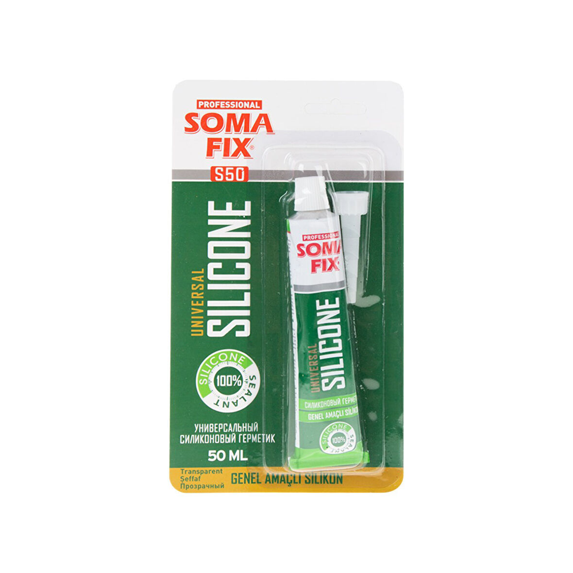 SOMAFİX SİLİKON GENEL AMAÇLI TÜP ŞEFFAF 50ML