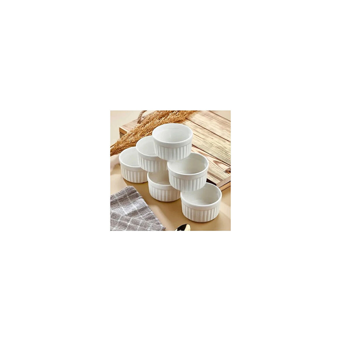 AKILLIELMA- CKR4016 PORSELEN 6CM MİNİ SUFLE REÇELLİK 6 PARÇA