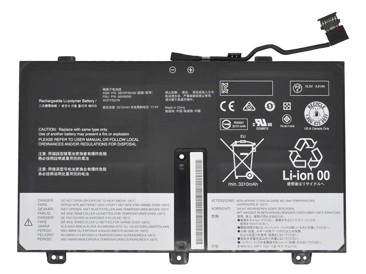 Lenovo ThinkPad Yoga 14 20D 00HW001 Batarya Pil