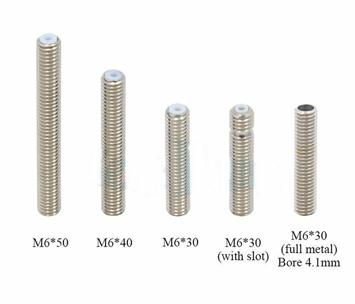 3D yazıcı Paslanmaz çelik boğaz teflon tüplü  M6*30mm 1 adet