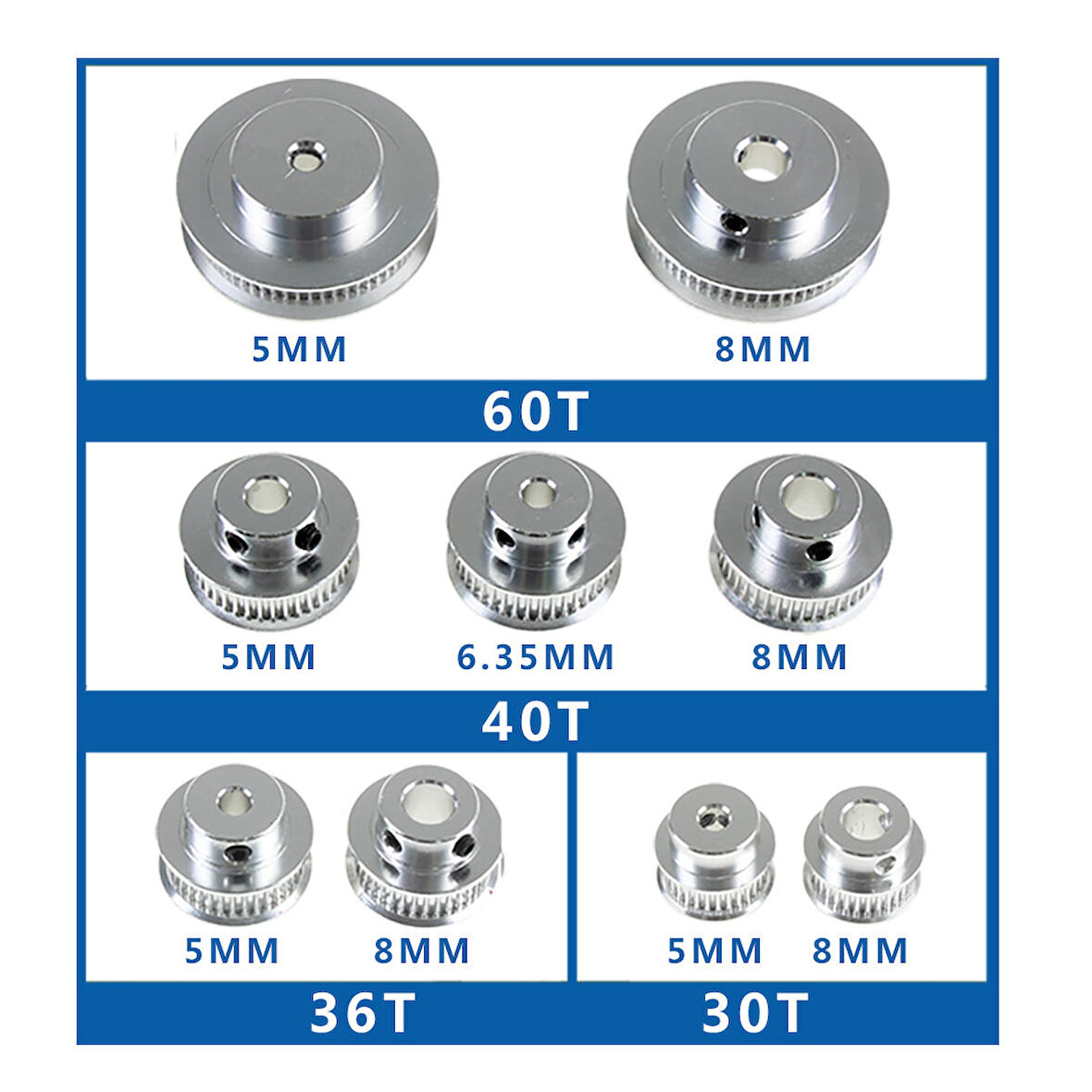 Gt2 Zamanlama Kasnağı 40 Diş 5Mm Kemer 10Mm X 1 Adet  (rf123)