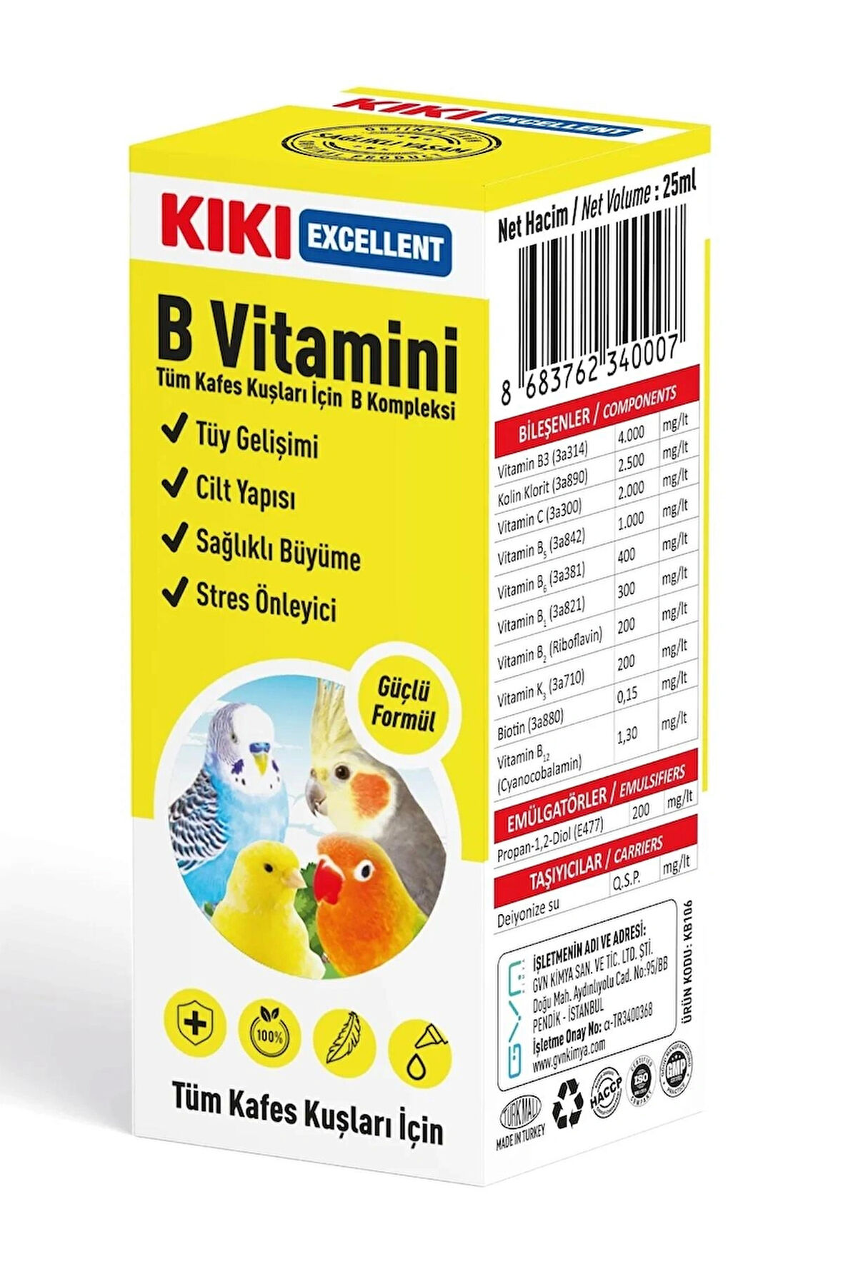 Kafes Kuşları için Vitaminler / Mineraller - 25ml B Vitamini