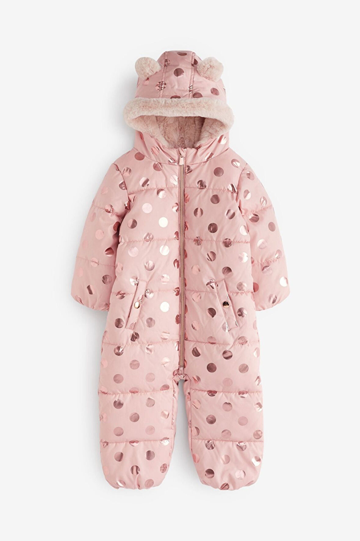 Next Baby Pink Tam Polar Astarlı Suya Dayanıklı Kar Tulumu