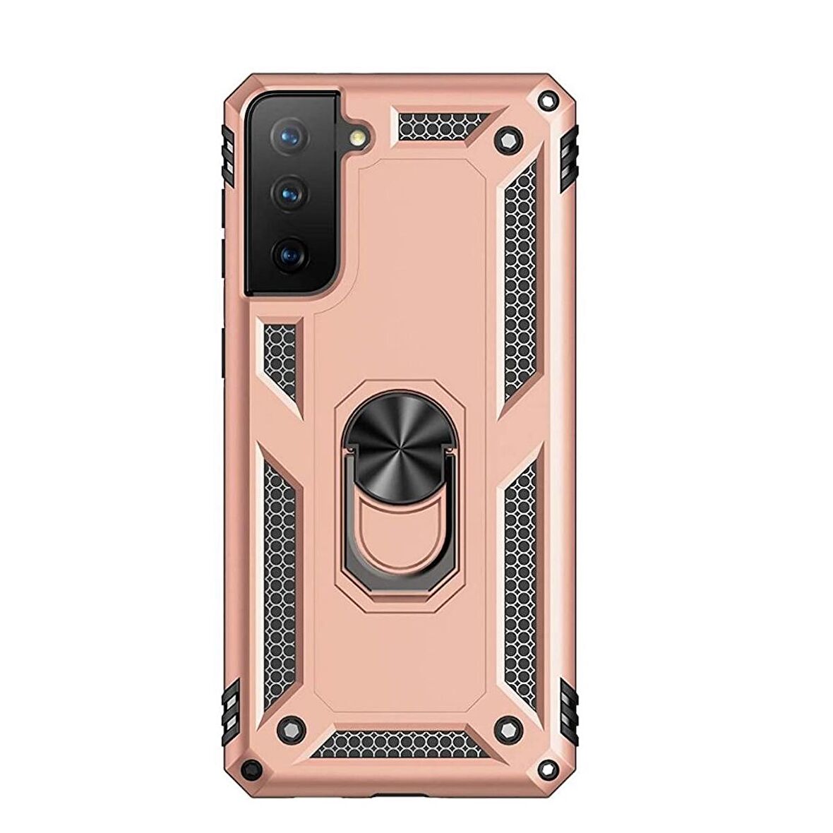 Smcase Samsung Galaxy S21 Plus 5G Kılıf Vega Yüzüklü Standlı Tank Kapak  Nano Ekran Koruyucu