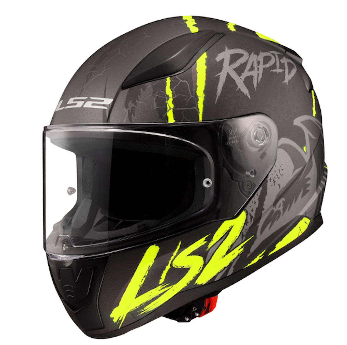 LS2 Rapıd 2 Race Raven Mat Siyah-gri-neon Sarı Kask XL Beden