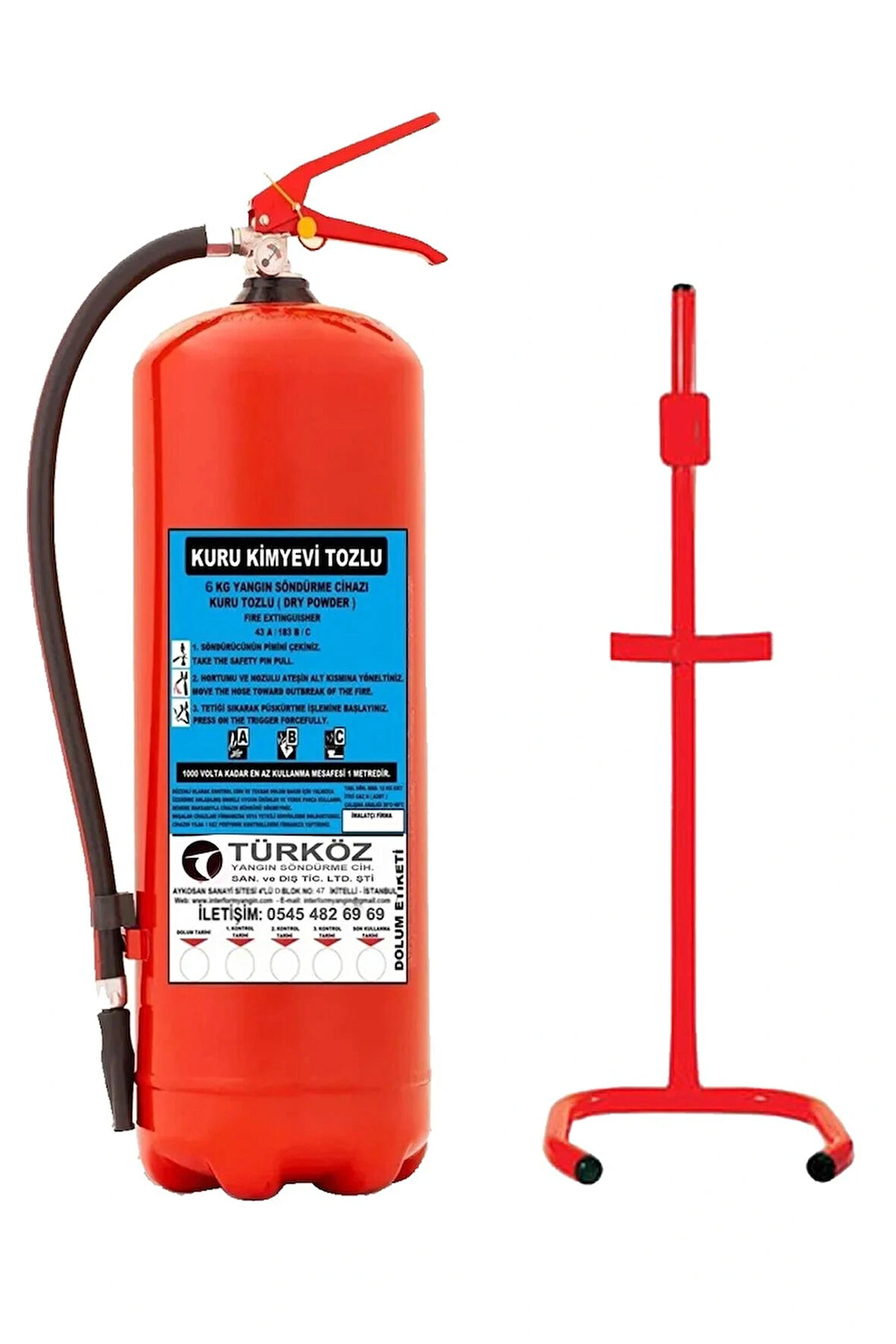 6 KG KKT Yangın Söndürme Tüpü Ve Yangın Söndürme Tüpü Askılığı Sehpası