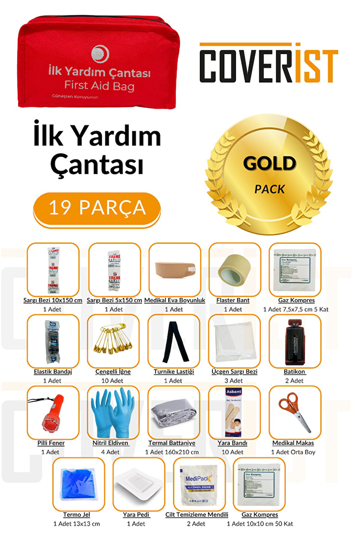 Acil Durum ve İlk Yardım Seti - İlk Yardım Çantası Gold Pack