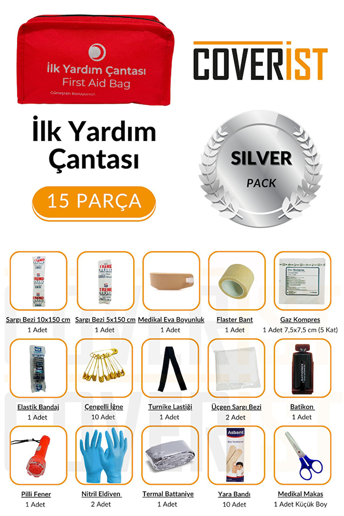 Acil Durum ve İlk Yardım Seti - İlk Yardım Çantası Silver Pack