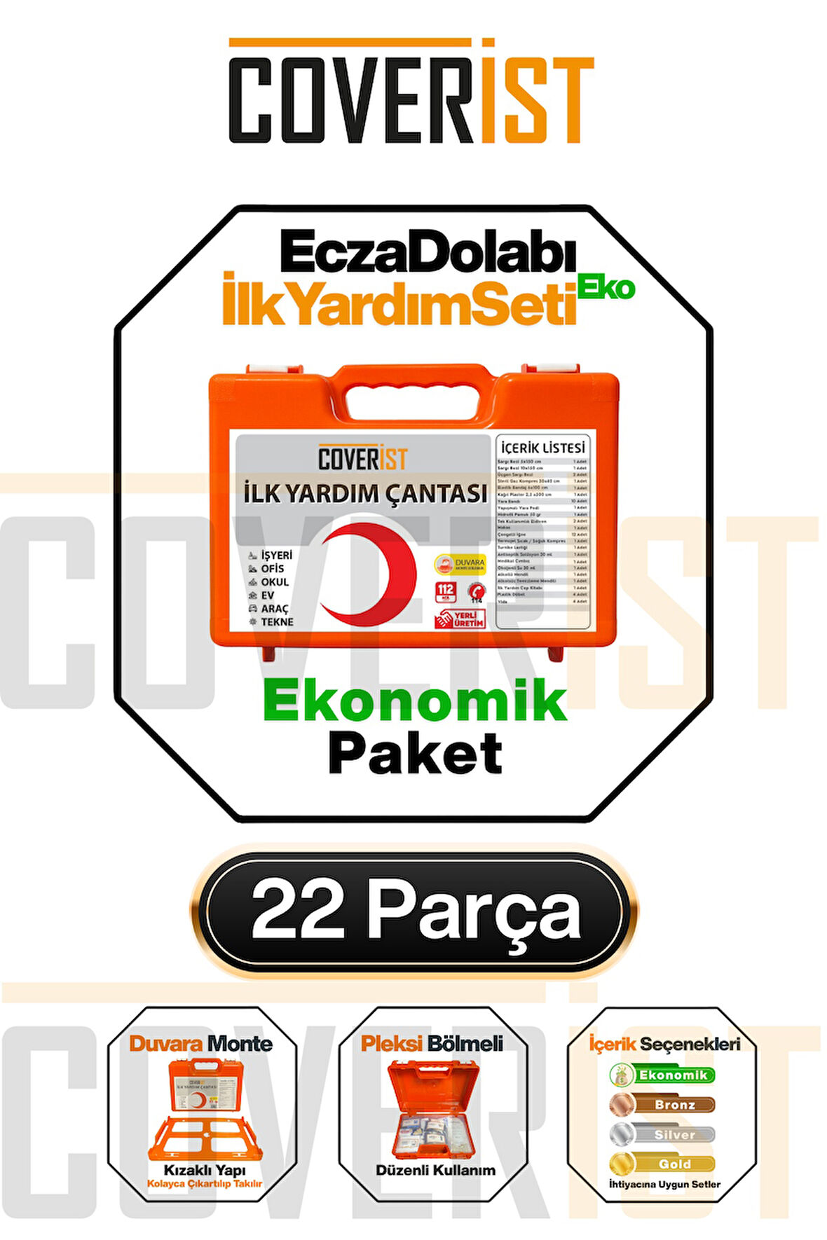 İş Yeri İlk Yardım Çantası Ecza Dolabı Acil Müdahale Seti - Eko Paket